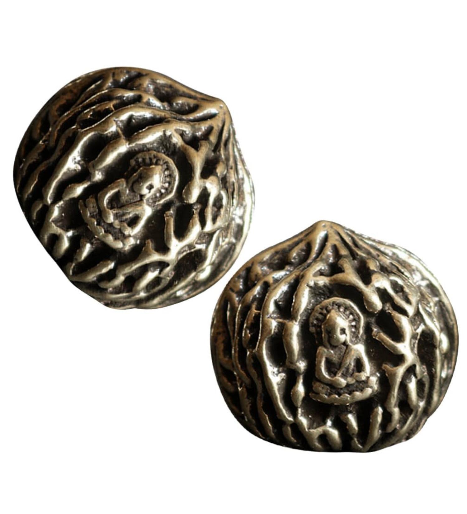 Patkaw 2-Piece Chinese Hand Balls - Walnut & Brass Hand Exercise Balls for Stress Relief & Decompression | Copper Baoding Balls for Adults - Buy Online on GoSupps.com