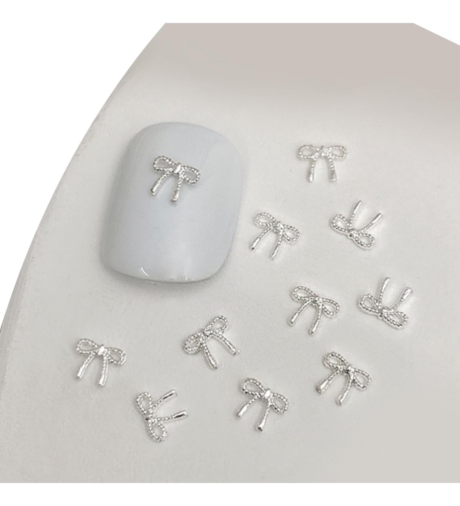 3D Metal Nail Nail Embellishments 20pcs Bowknot Nail Decorations For Individual Styles Nail Embellishments 02 silver - Buy Online on GoSupps.com