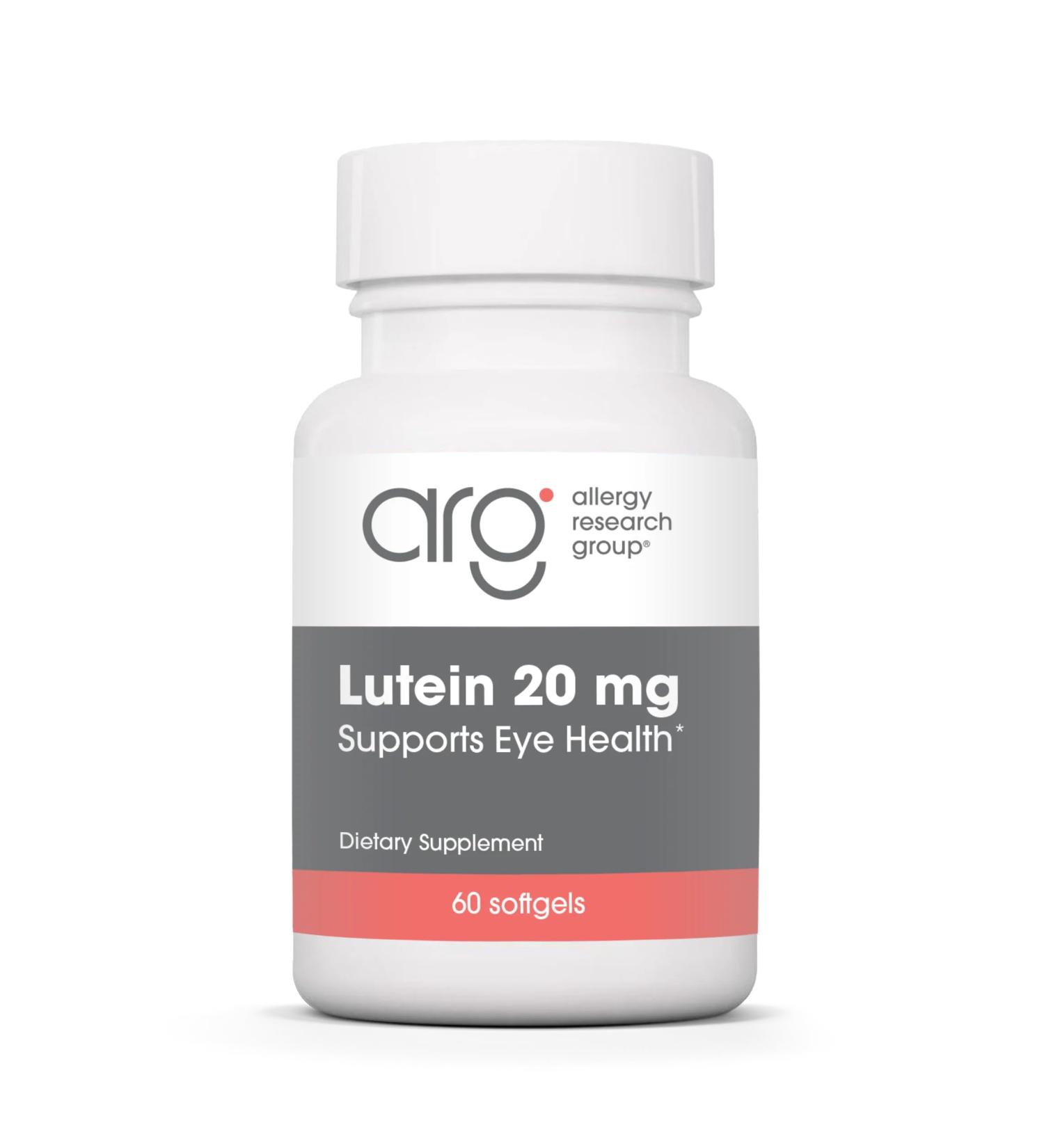 ARG Lutein 20 mg Key Eye Nutrient - Supplement to Support Eye Health - Delivers 20 mg Lutein with 1 mg Zeaxanthin - Carotenoid Antioxidant - Vegetarian & Hypoallergenic - 60 Servings - 60 Capsules - Buy Online on GoSupps.com
