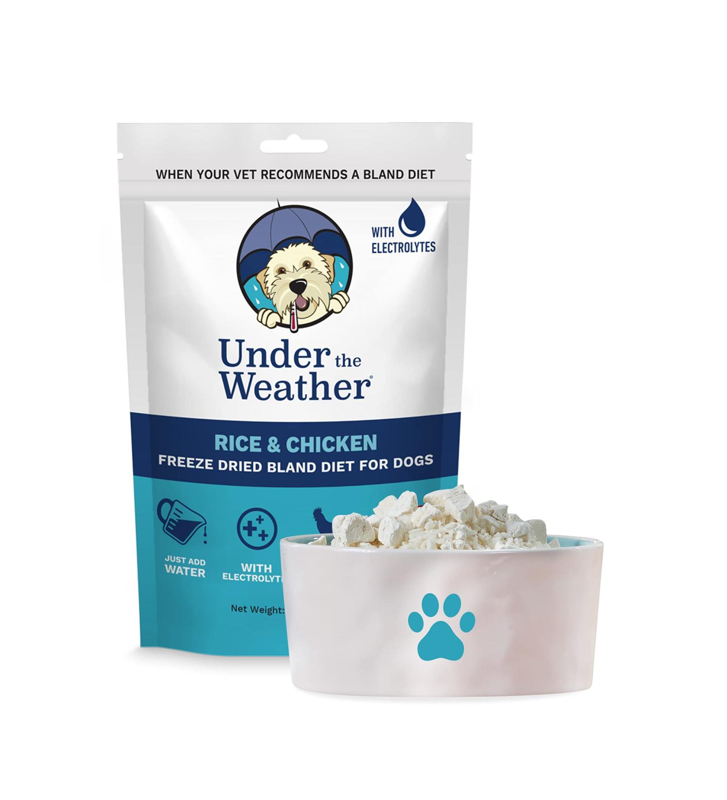 Under the Weather Easy to Digest Bland Dog Food Diet for Sick Dogs with Electrolytes - Gluten Free, All Natural, Freeze Dried - 6 Pack of Rice, Chicken & Bone Broth 6oz - Buy Online on GoSupps.com