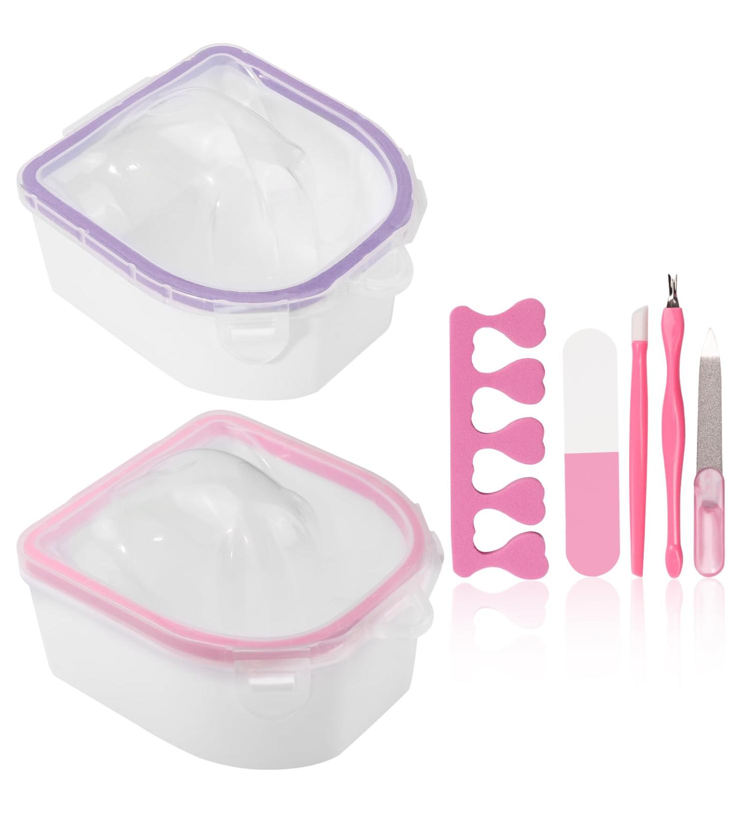 Yokilly Nail Soak Off Bowl Set | 2PCS Acetone Acrylic Remover Kit with 5 PCS Nail Art Tools - Buy Online on GoSupps.com