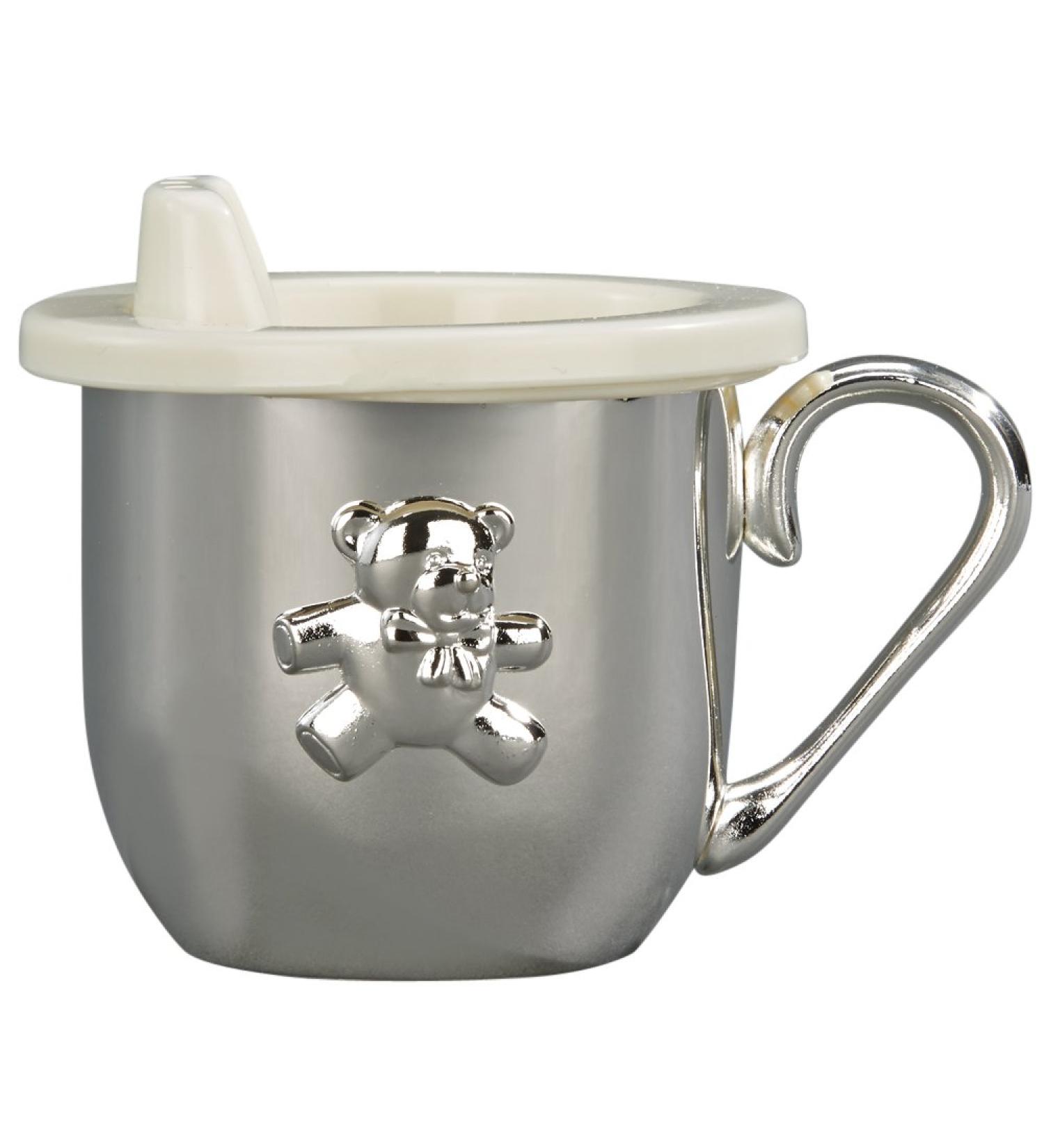 Silverplated Baby's First Sippy Cup - 5 oz Capacity with Teddy Bear Emblem - Gift Box Included - Buy Online on GoSupps.com