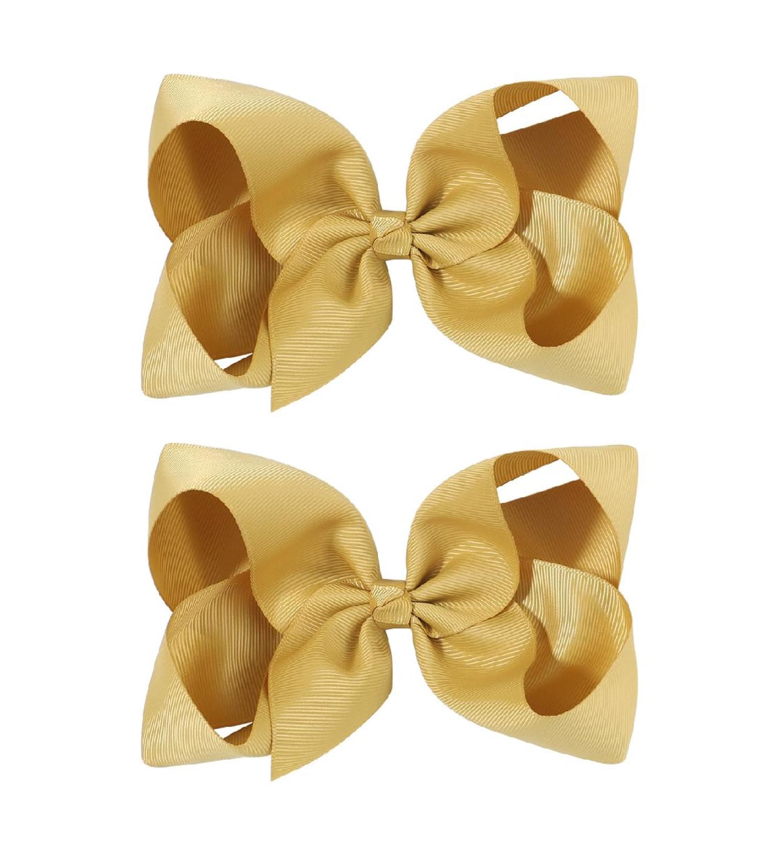 Buy 2-Piece 15 cm Gold Hair Loops with Crocodile Terminals - Perfect Boutique Accessories for Little Girls Toddlers & Teens - Buy Online on GoSupps.com