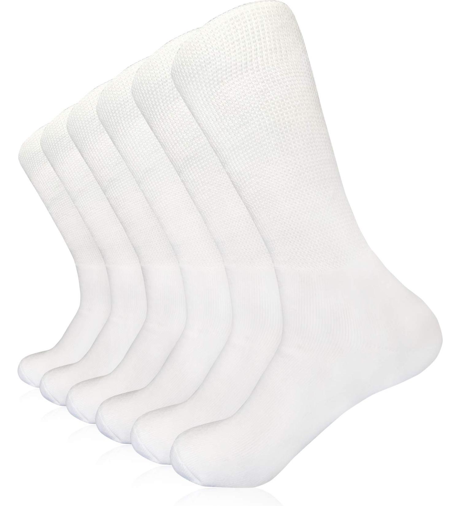 Women's Diabetic Socks 3-Pack White Crew, Loose Fit, Non-Binding, Moisture-Wicking, Cushioned Athletic Socks - Size 9-11 - Buy Online on GoSupps.com
