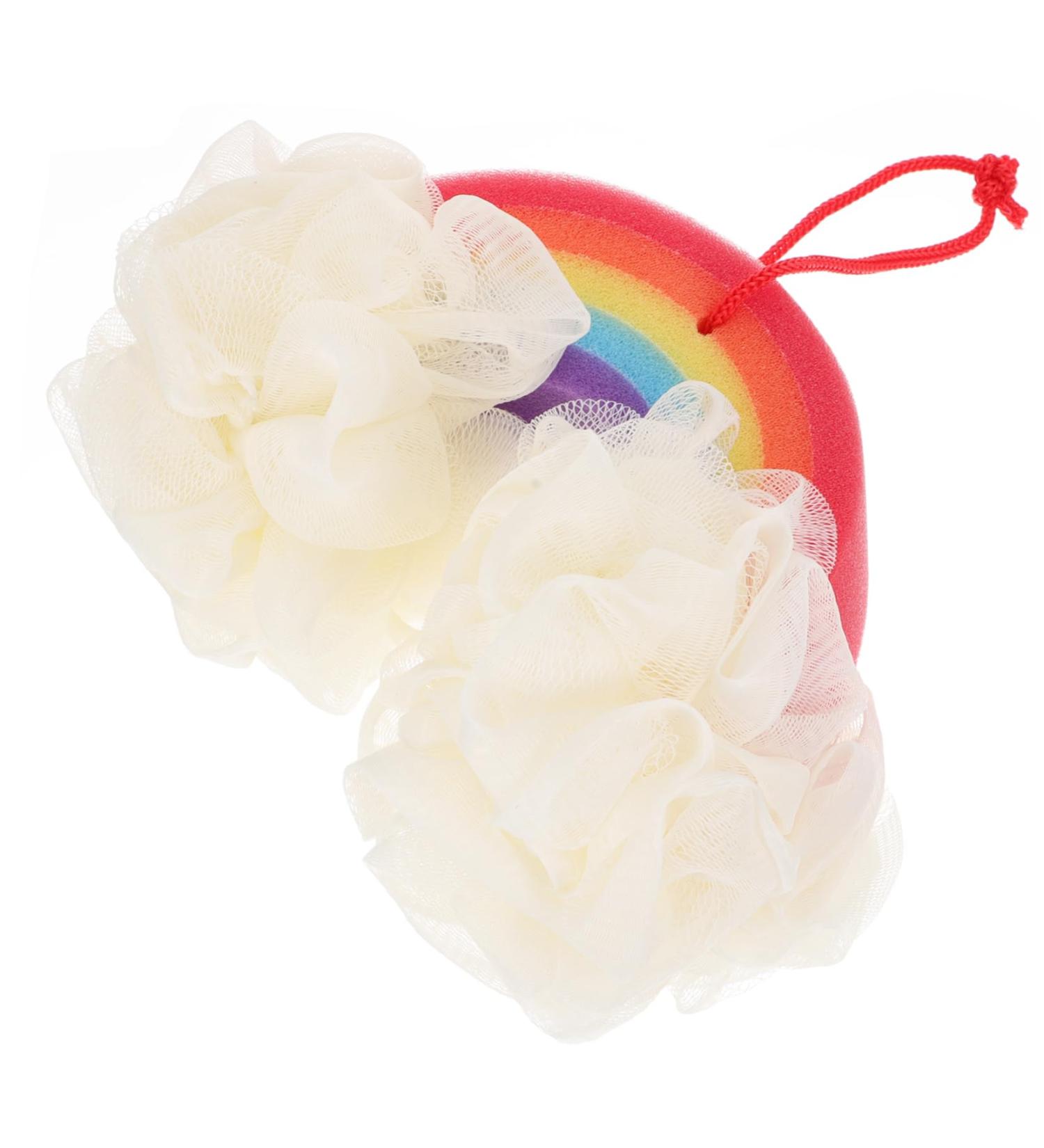 PLAFOPE 1pc Rainbow Bath Ball Body Scrub Sponge Bath Sponges for Cleaning Supply Tub for Newborn Mesh Shower Ball Body Wash Bath Rinser Soft Bath Sponges Wash Puff - Buy Online on GoSupps.com