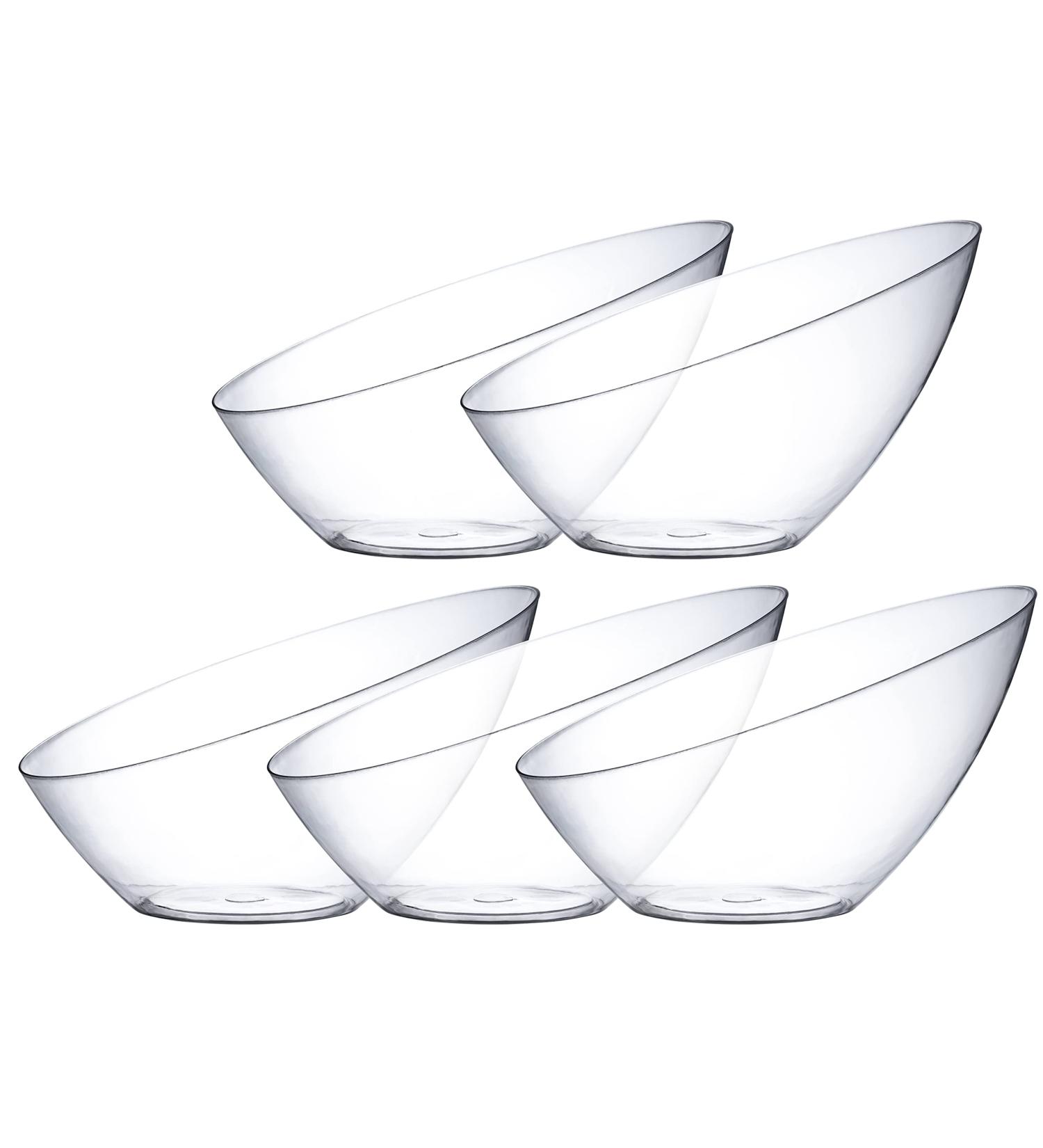 Posh Setting Crystal Clear Disposable Premium Hard Plastic Medium Angled Bowl 5 Pack - 20 OZ Salad Snack & Fruit Bowl - Buy Online on GoSupps.com