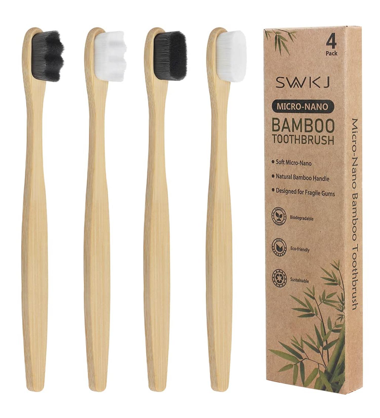 Very Soft Toothbrush Set - 4 Pieces Micro Nano Manual for Kids & Adults | 20 000 Bristles for Tooth Sensitivity & Gum Protection - White & Gray - Buy Online on GoSupps.com