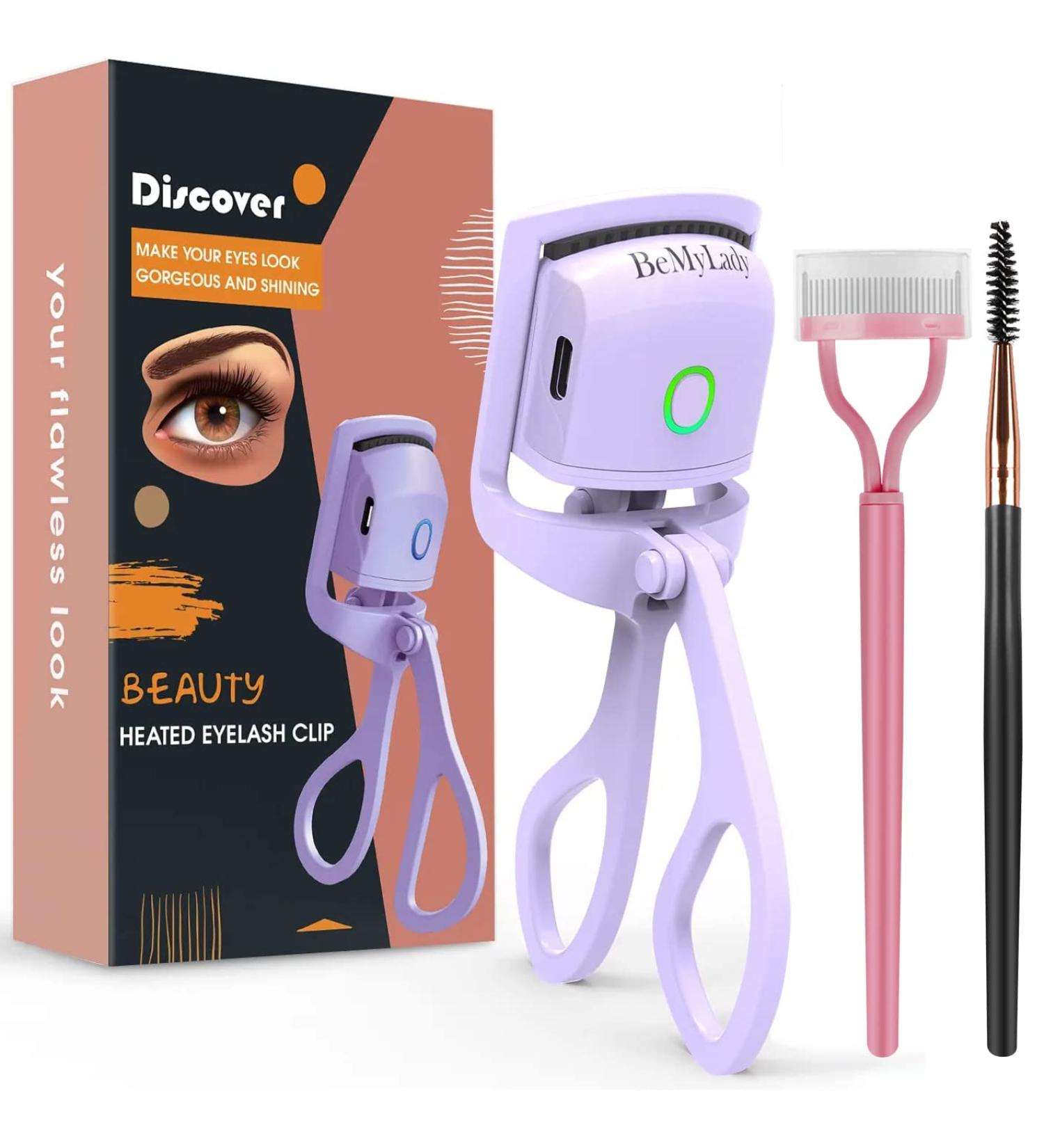 Heated Eyelash Curler with Separator & Brush - Professional Lash Curler for All Eye Shapes - Ideal Gift for Women - Purple & Rose Red - Buy Online on GoSupps.com