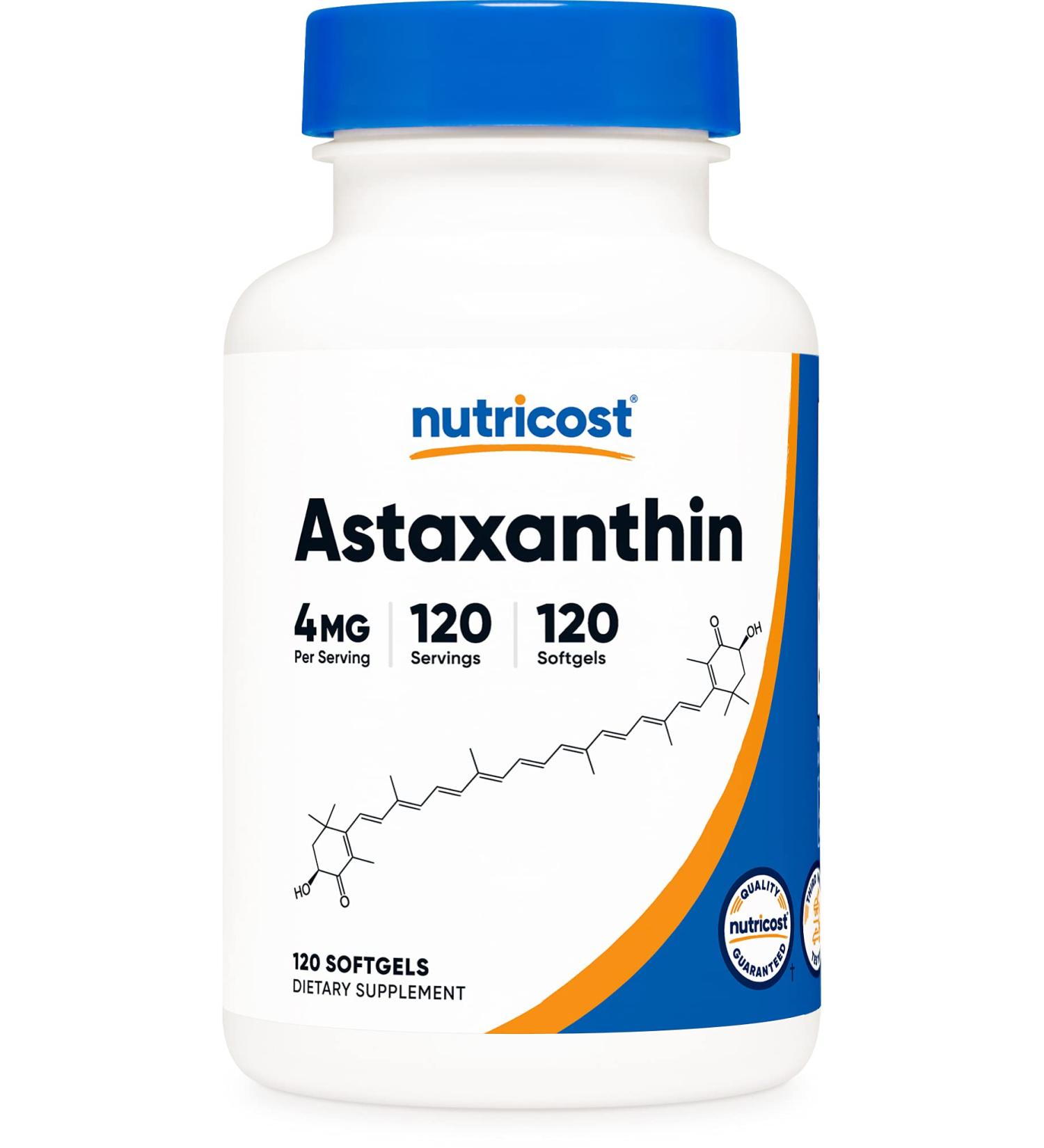 Nutricost Astaxanthin 4mg 120 Softgels - Gluten Free & Non-GMO - 4 Month Supply - Buy Online on GoSupps.com