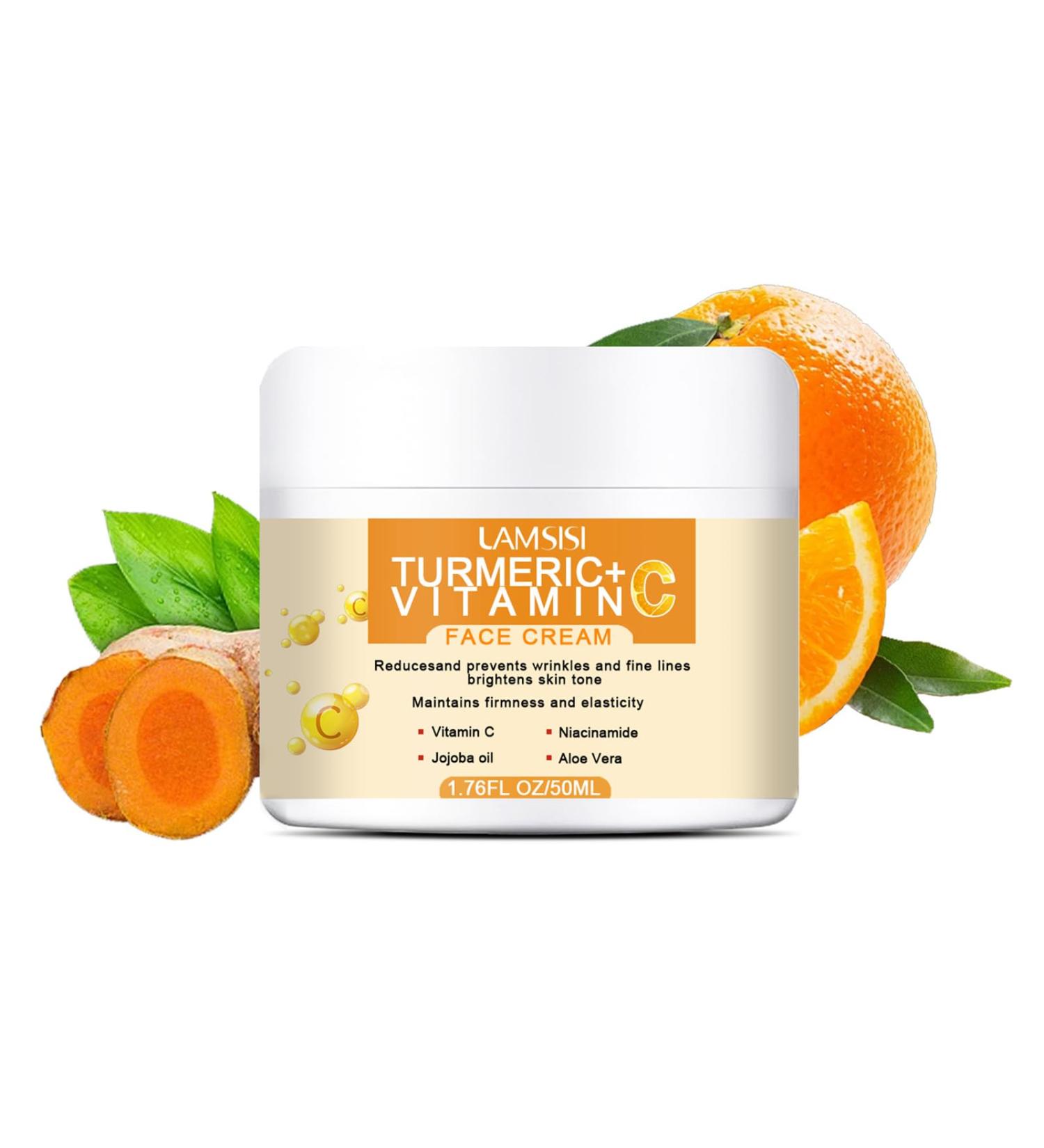 Turmeric Face Cream Vitamin C Face Cream Face Moisturiser Cream Dark Spot Remover for Face Natural Turmeric Face Moisturiser with Vitamin C Anti Aging Face Cream for Glowing Skin Firming - Buy Online on GoSupps.com