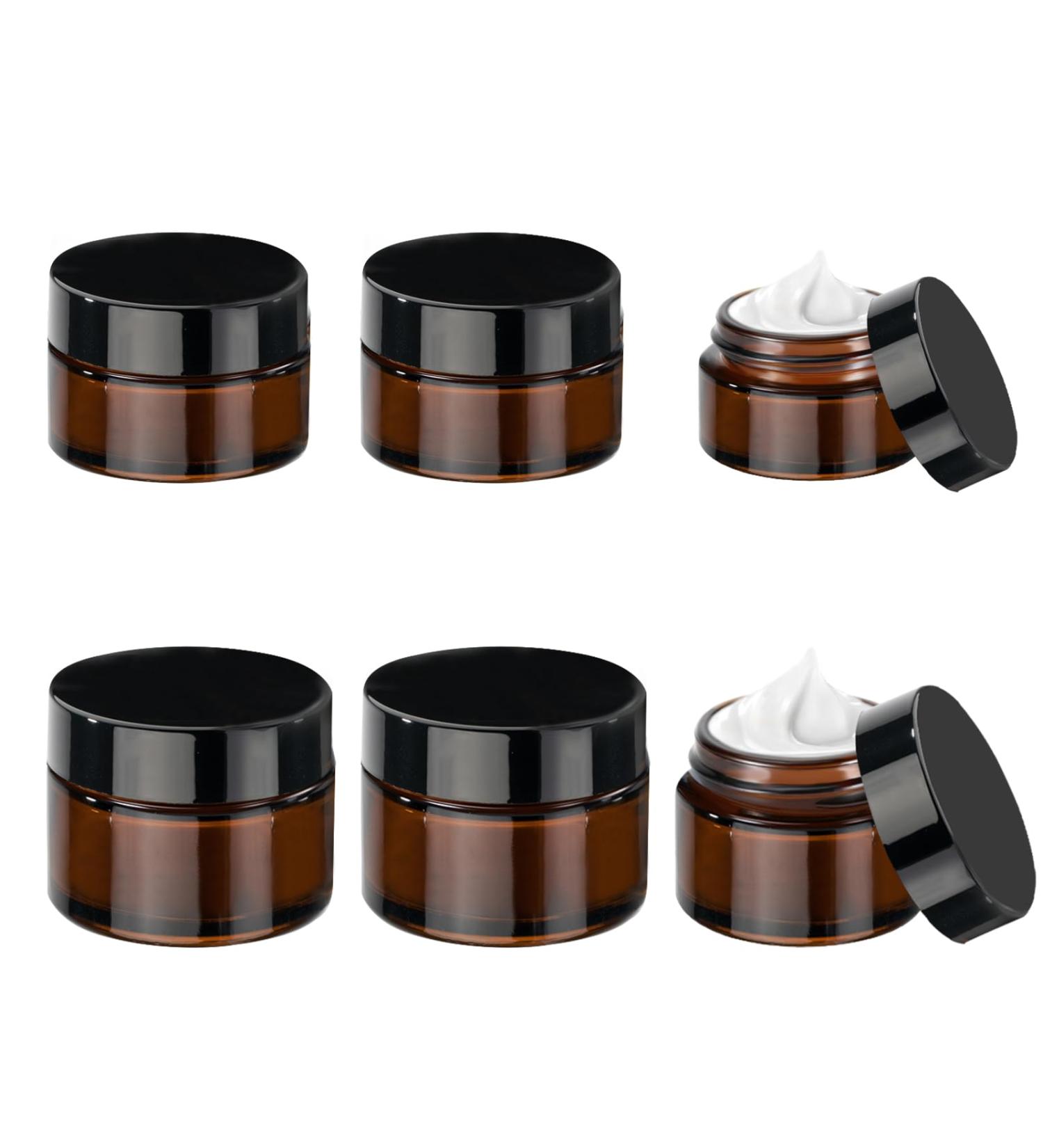 Gauato 6-Piece Glass Cosmetic Containers Set - 20ml & 30ml Brown Cream Cans for Lotions Creams & Doses with Lid & Liner - Ideal for International Shipping - Buy Online on GoSupps.com