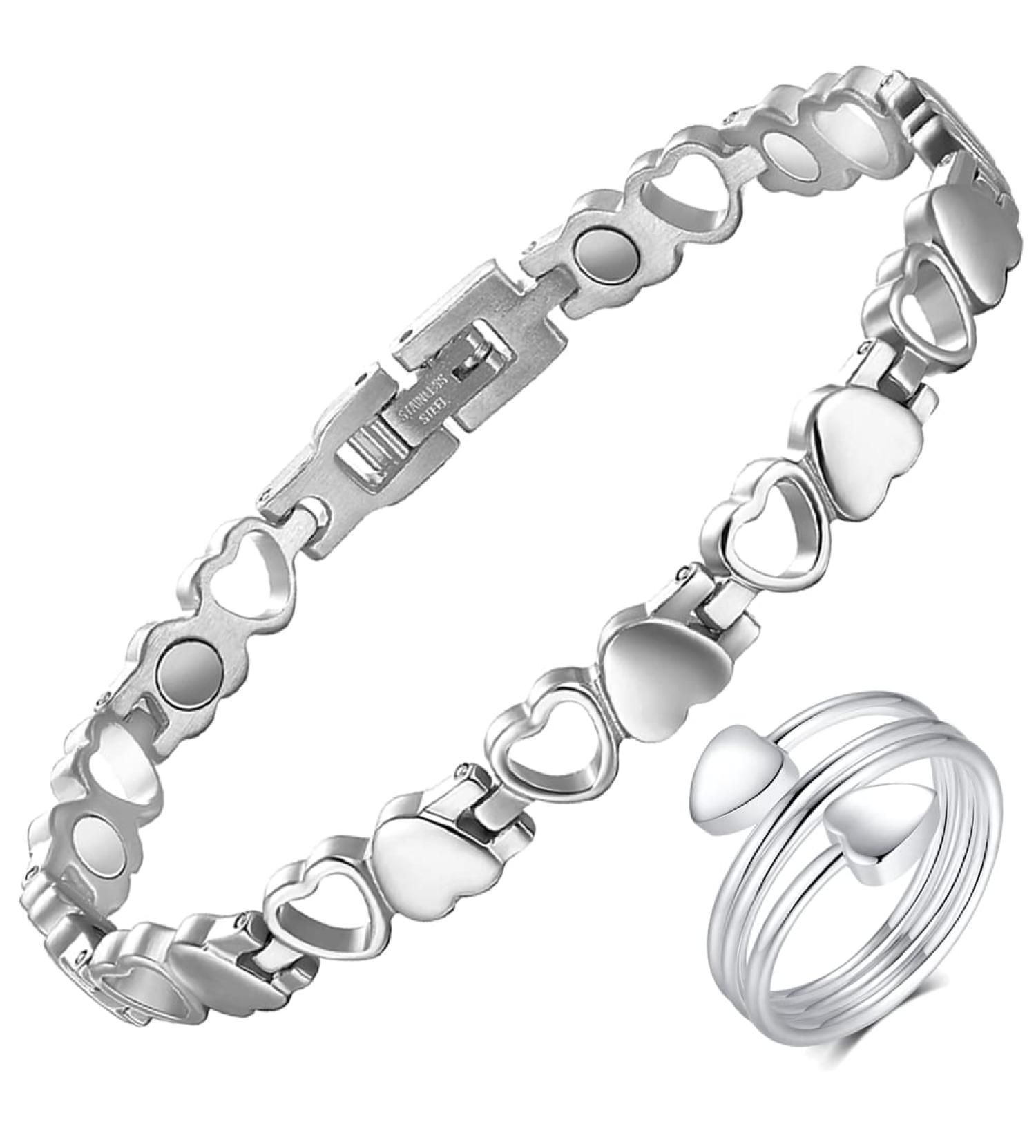 Vicmag Titanium Steel Magnetic Bracelets for Women - 3500 Gauss Heart Design Gift with Distance Tools - Buy Online on GoSupps.com
