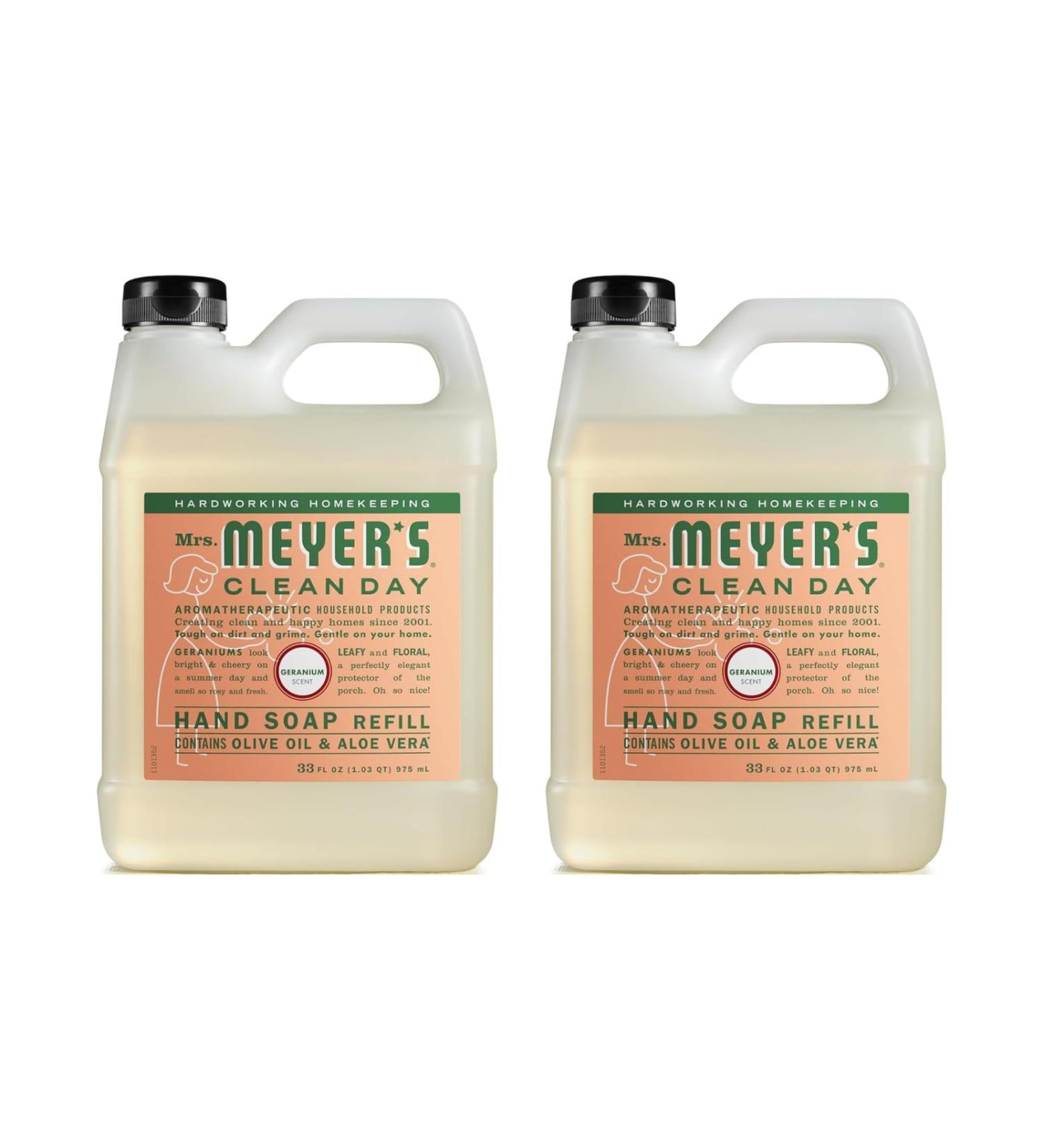 MRS. MEYER'S CLEAN DAY Hand Soap Refill Made with Essential Oils Geranium 33 fl. oz. (Pack of 2) - Buy Online on GoSupps.com
