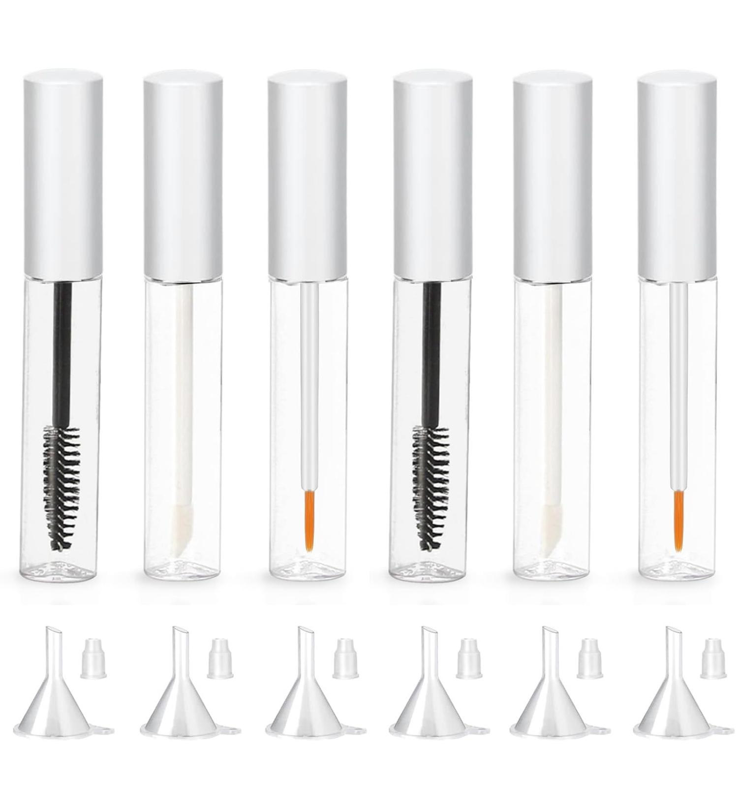 Set of 3/6 Mascara Tube Empty - Mascara Bottle and Wand Empty Glass 10ml Empty Mascara Tube and Wand Glass Amber Eyeliner Tube and Lip Gloss Tubes with Rubber Inserts and Funnels (2Sets White) - Buy Online on GoSupps.com