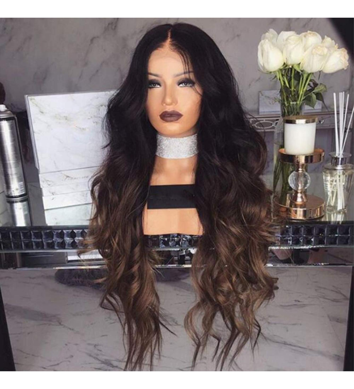 Buy Women's Long Curly Wigs - Ombre Heat Resistant Synthetic Hairpieces - Buy Online on GoSupps.com