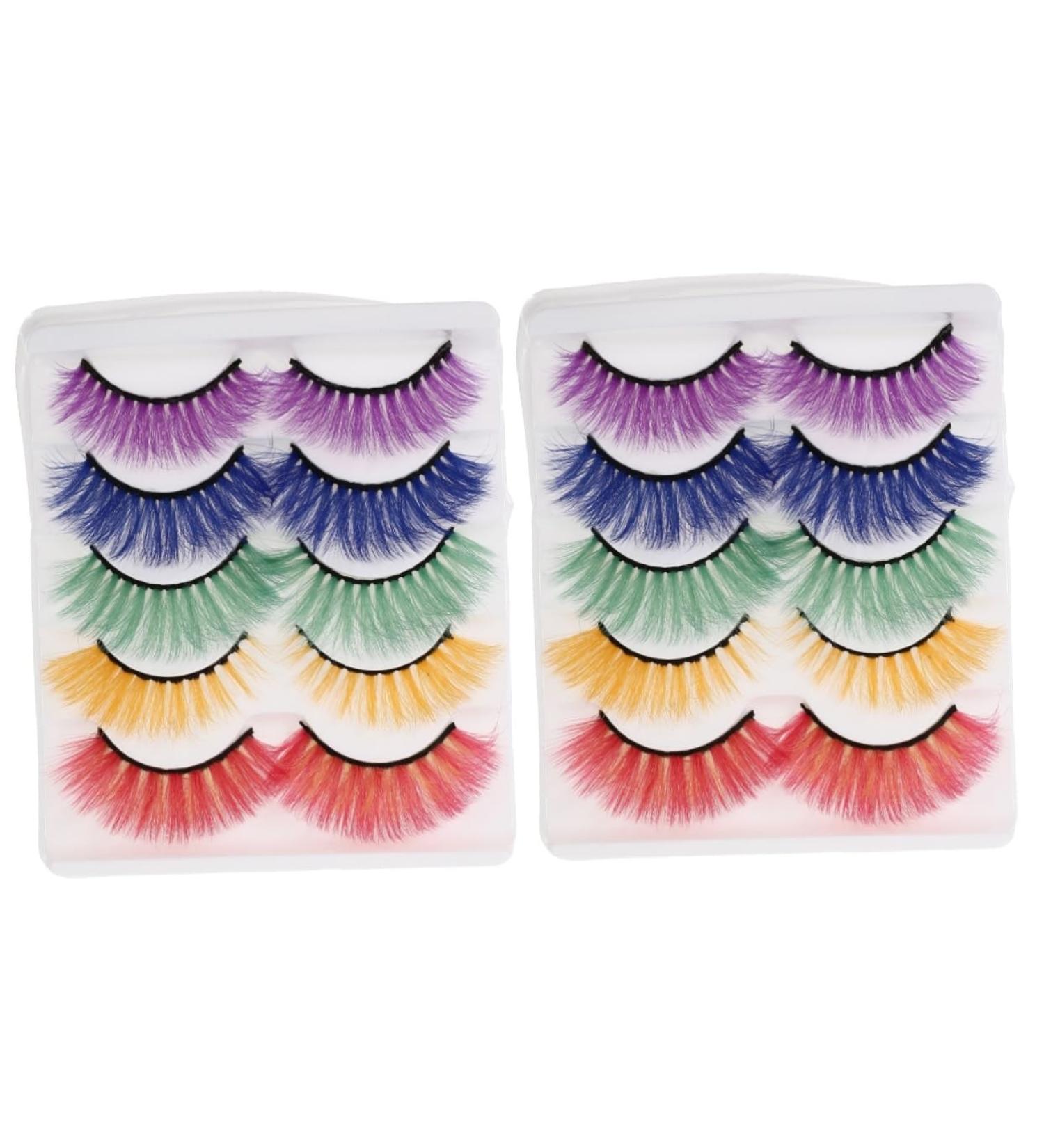 FOMIYES 10 Pairs Fake Eyelashes Purple Suits Lashes Green Suits Eyelashes with Color Long Wispy Lashes False Eyelash Reusable Party Eyelashes Beauty Eyelash Women False Eyelashes Miss - Buy Online on GoSupps.com