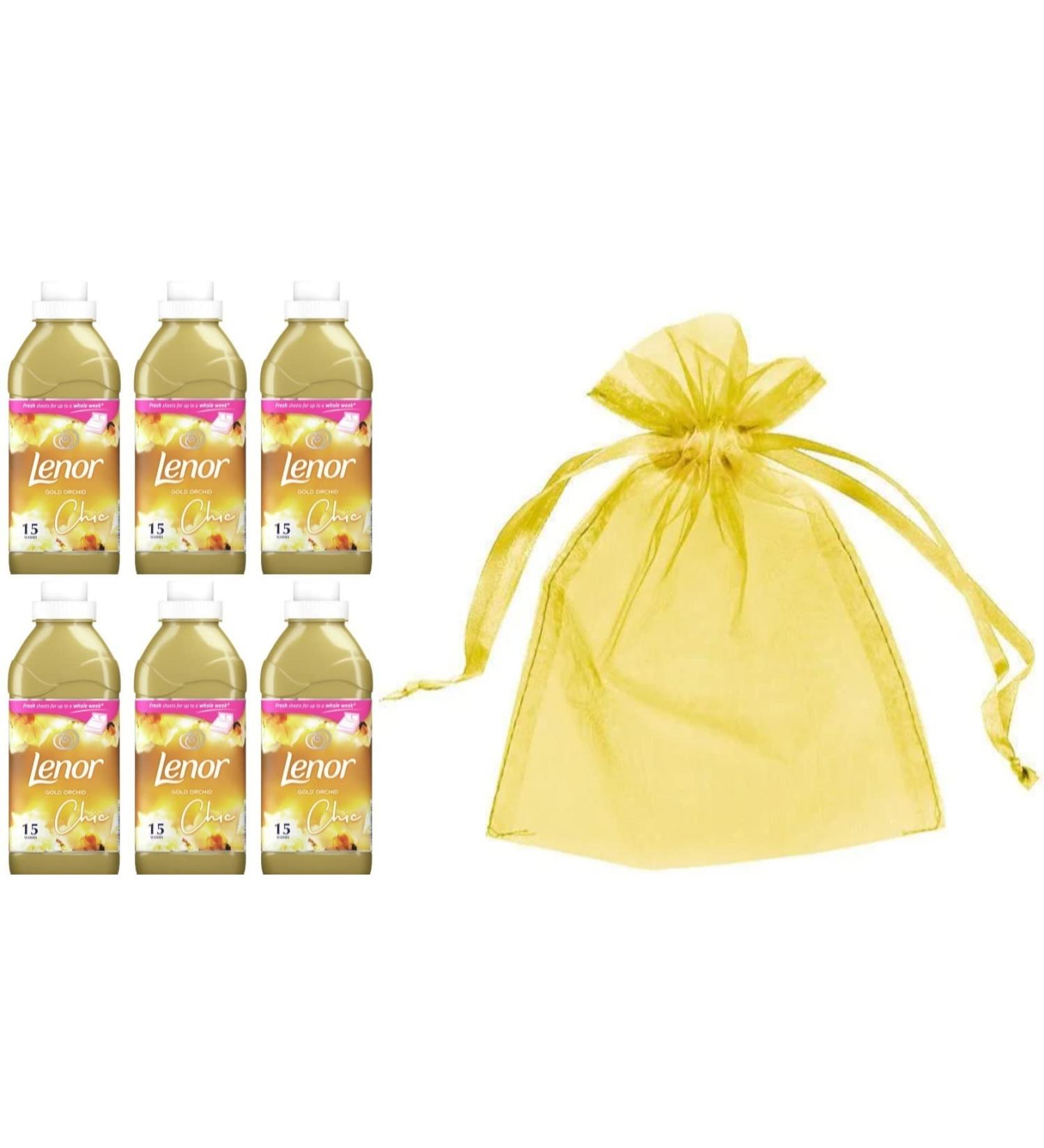 Lenor Fabric Conditioner 6 x 15 Washes 6 x 540ml Gold Orchid Scent + Our Gift for You - Organza Bag Size 9 x 7 x 0.1 cm - Buy Online on GoSupps.com