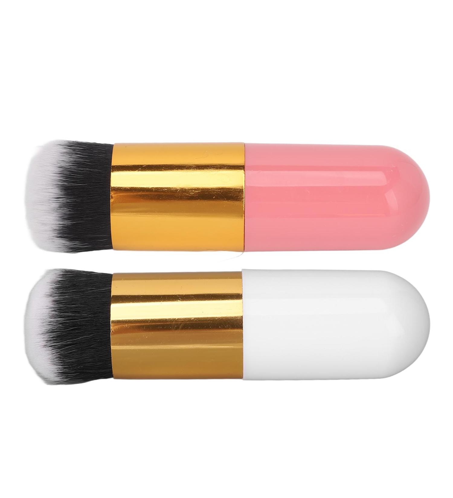 Verdant Touch Portable Makeup Brush Facial Foundation Makeup Brush Portable Chubby Face Brush Artificial Fiber Soft and Skin-Friendly Pink Gold/White Gold - Buy Online on GoSupps.com