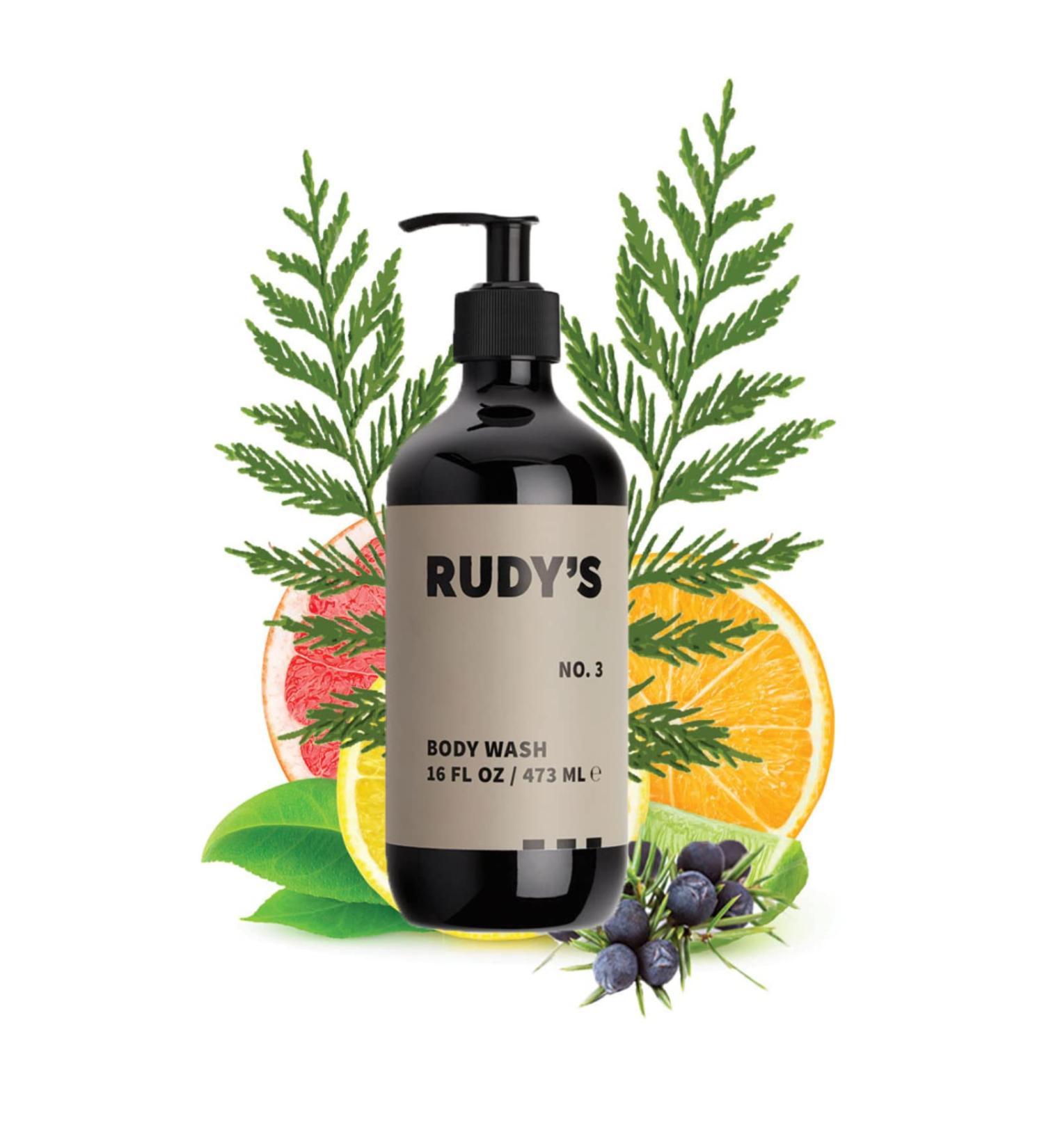 RUDY'S No. 3 Body Wash - Natural Ingredients, Sulfate & Paraben Free - 16 fl oz, Exfoliates, Nourishes, pH Balance - Pack of 1 - Buy Online on GoSupps.com