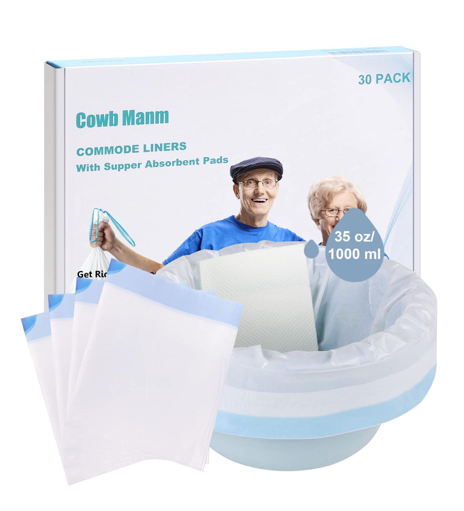 Portable Commode Liners with Absorbent Pads (Pack of 30) - Leakproof & Universal Fit for Bedside Commode Chair, Bucket & Camping Toilet - Buy Online on GoSupps.com