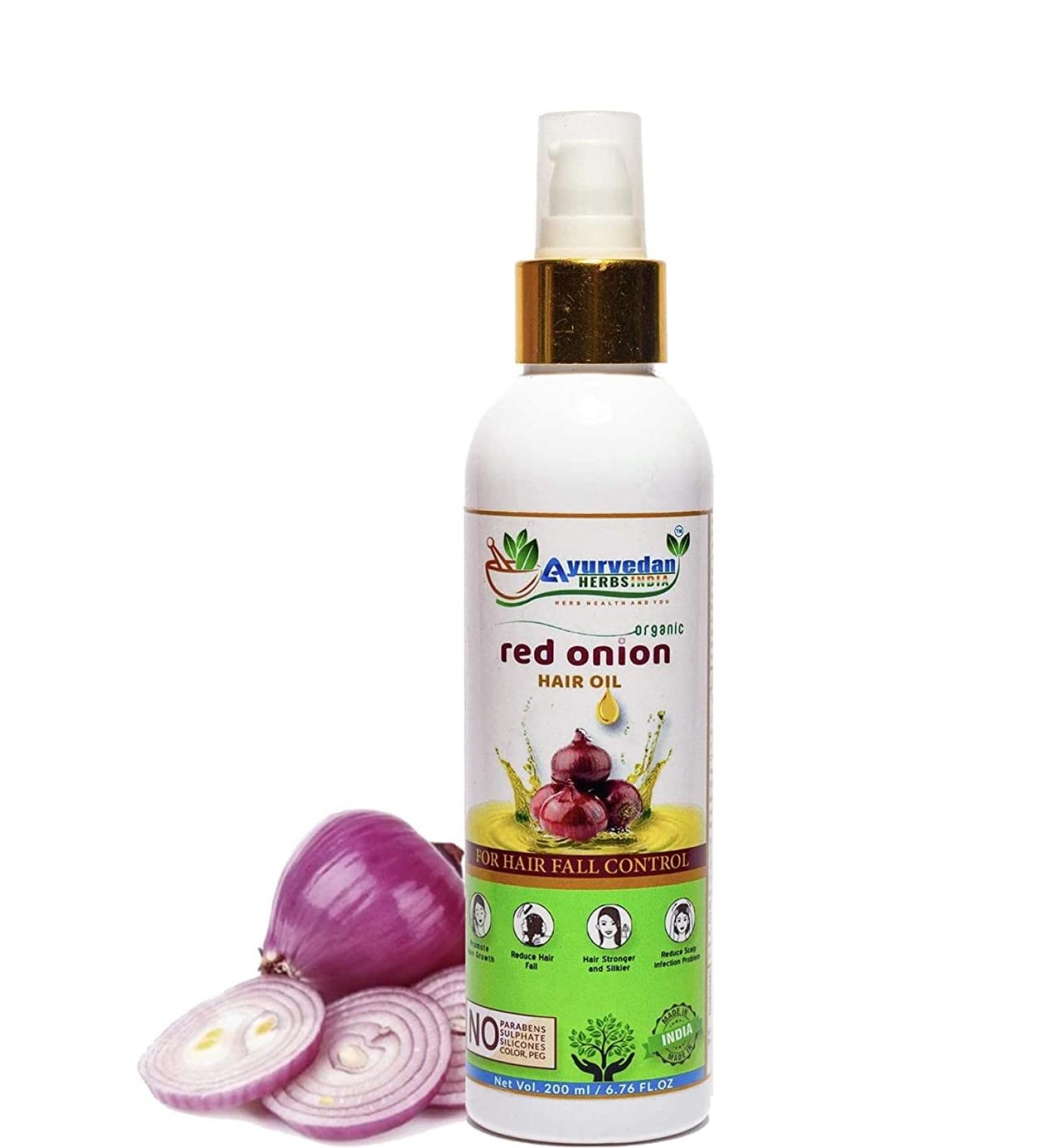 Organic Onion Hair Oil with Castor, Argan, Jojoba, Bhringraj, and Olive Oils for Hair Growth & Anti Hair Loss - Natural Hair Care Solution - Buy Online on GoSupps.com