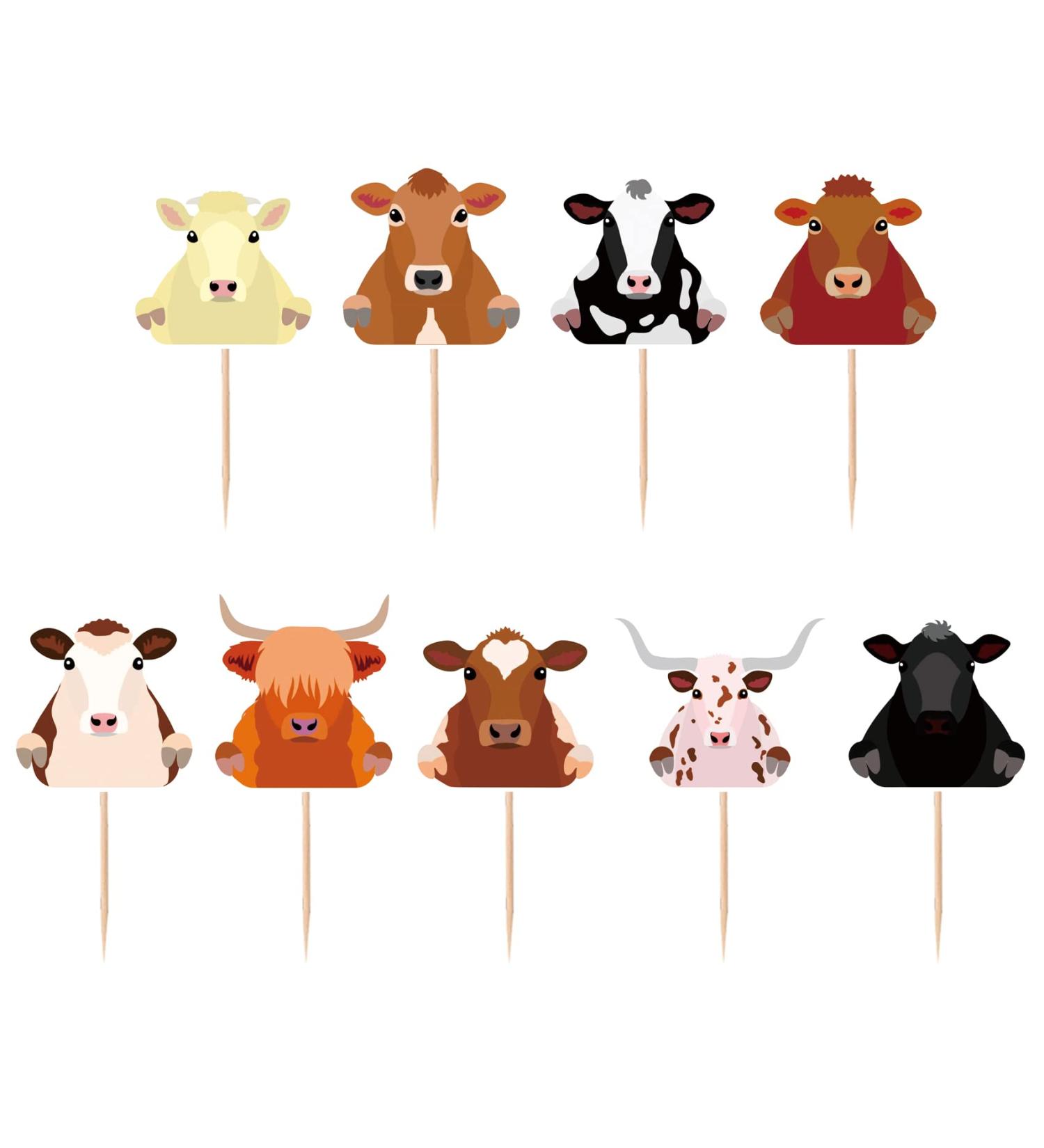 Dessert Cupcake Topper 18pcs Cow Party Decoration Country Western Bull Riding Bull Rider Competition CowBoy CowGirl Theme Decor Supplies Farm Cow Print Highland Cow Birthday Decorations Baby Shower Lovely Cow 18 18.0 - Buy Online on GoSupps.com