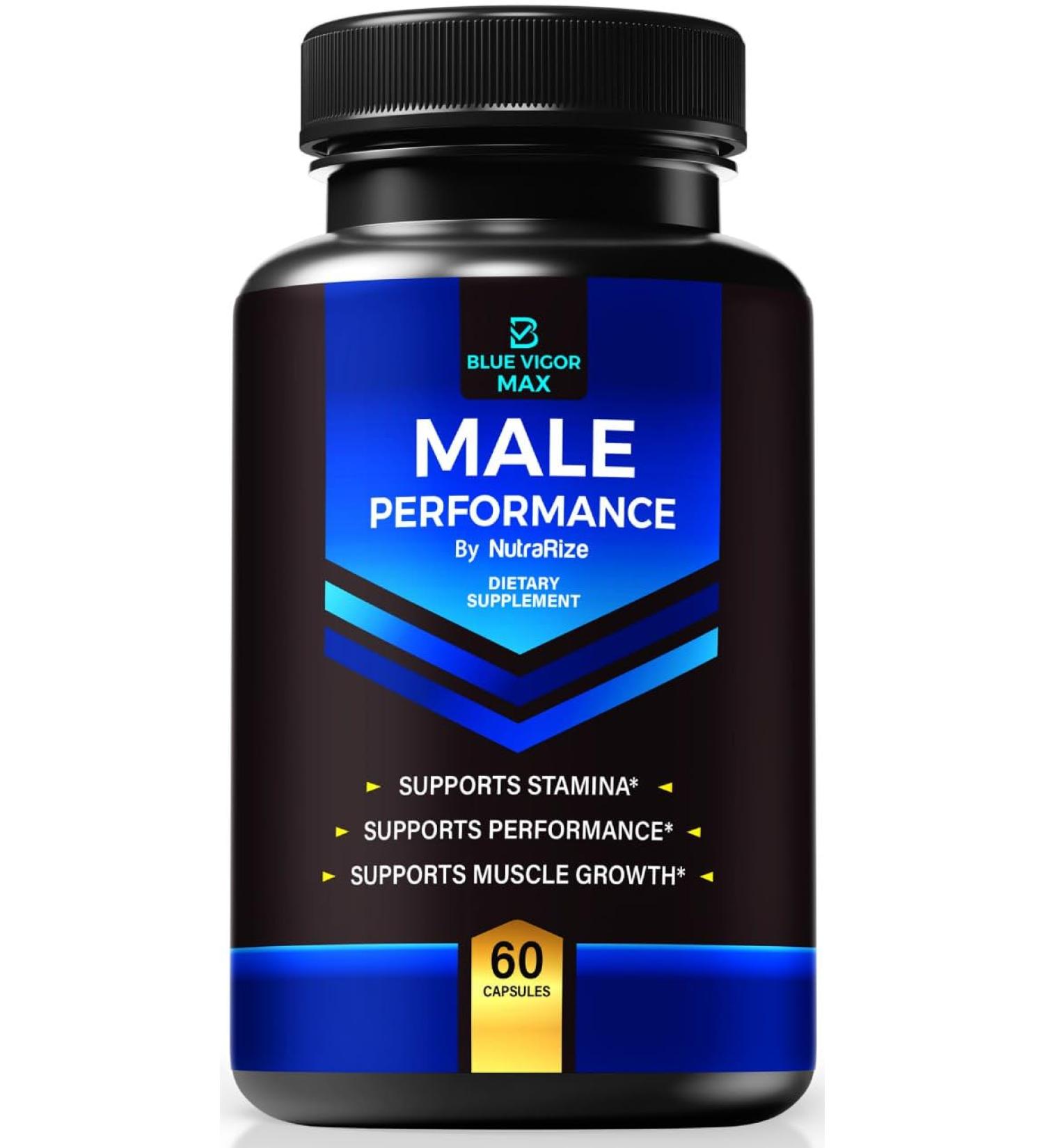 Blue Vigor Max Pills for Men All-Natural Formula for Male Fitness and Stamina Premium Capsules for Daily Nutrition Performance & Energy Official Supplement for Man Reviews (60 Capsules)
