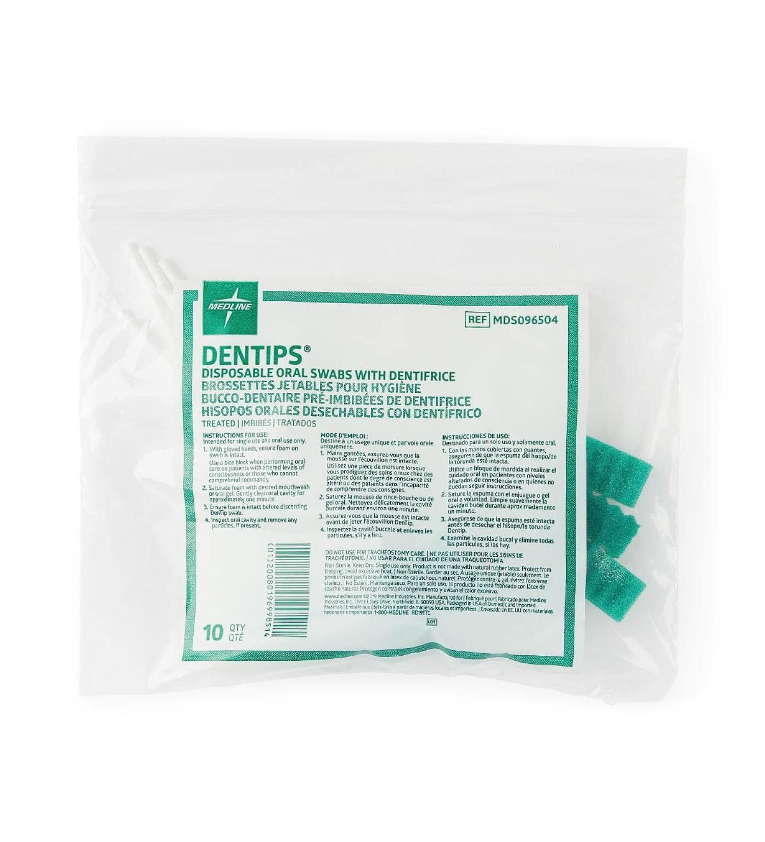 Medline DenTips Oral Swabsticks (Pack of 10) - MDS096504H - Buy Online on GoSupps.com