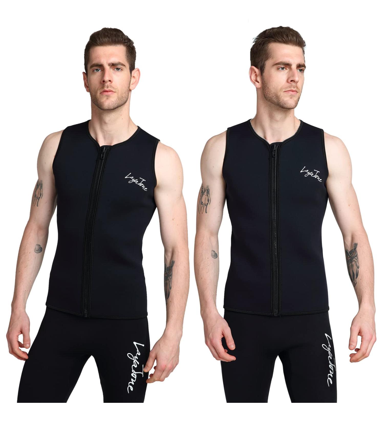 LayaTone 2mm Neoprene Sleeveless Wetsuit Vest Top for Adults - Black, Large - Buy Online on GoSupps.com