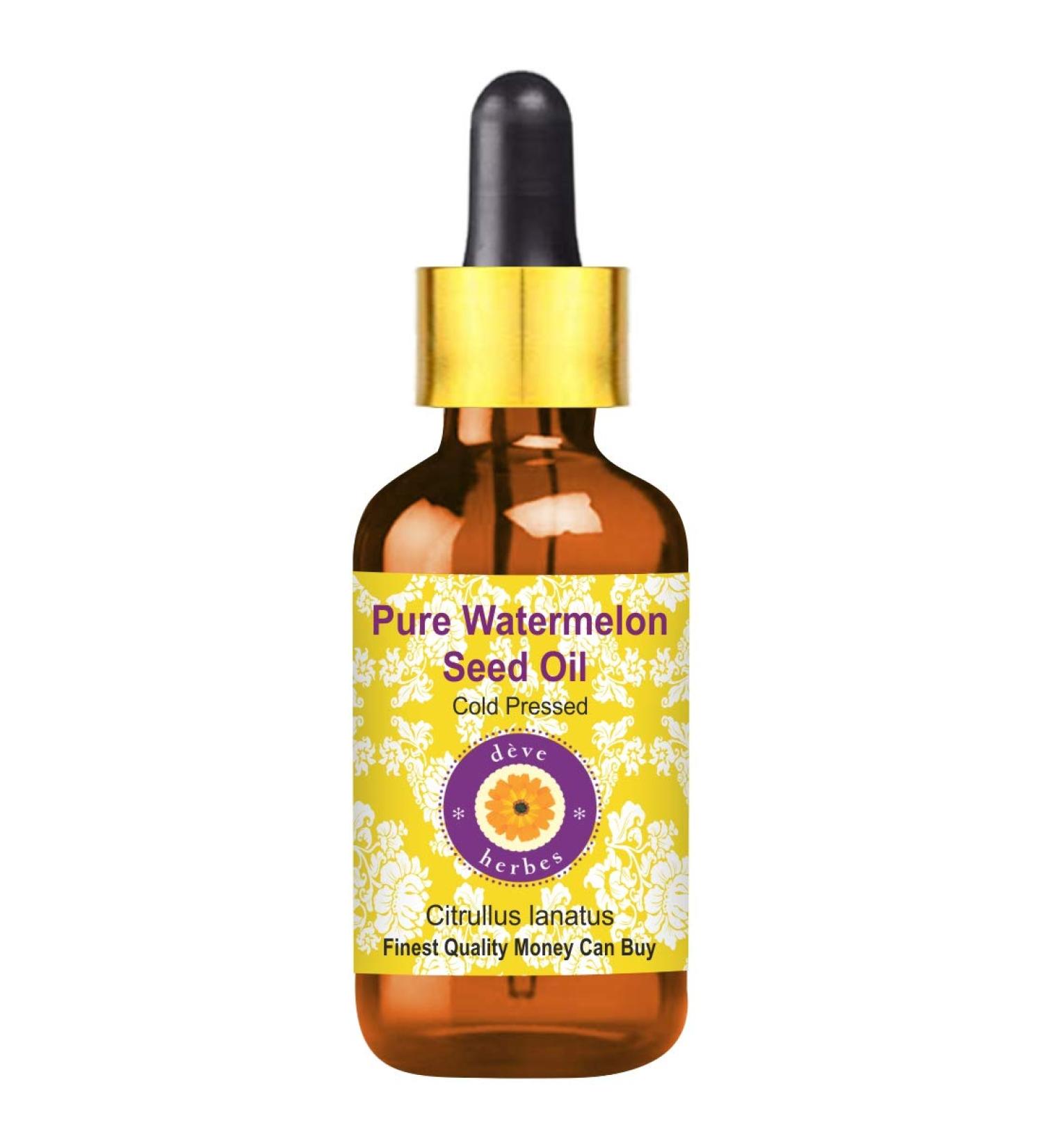 Pure Watermelon Seed Oil (Citrullus lanatus) 30ml - Cold Pressed with Glass Dropper | D ve Herbes - International Shipping Available - Buy Online on GoSupps.com