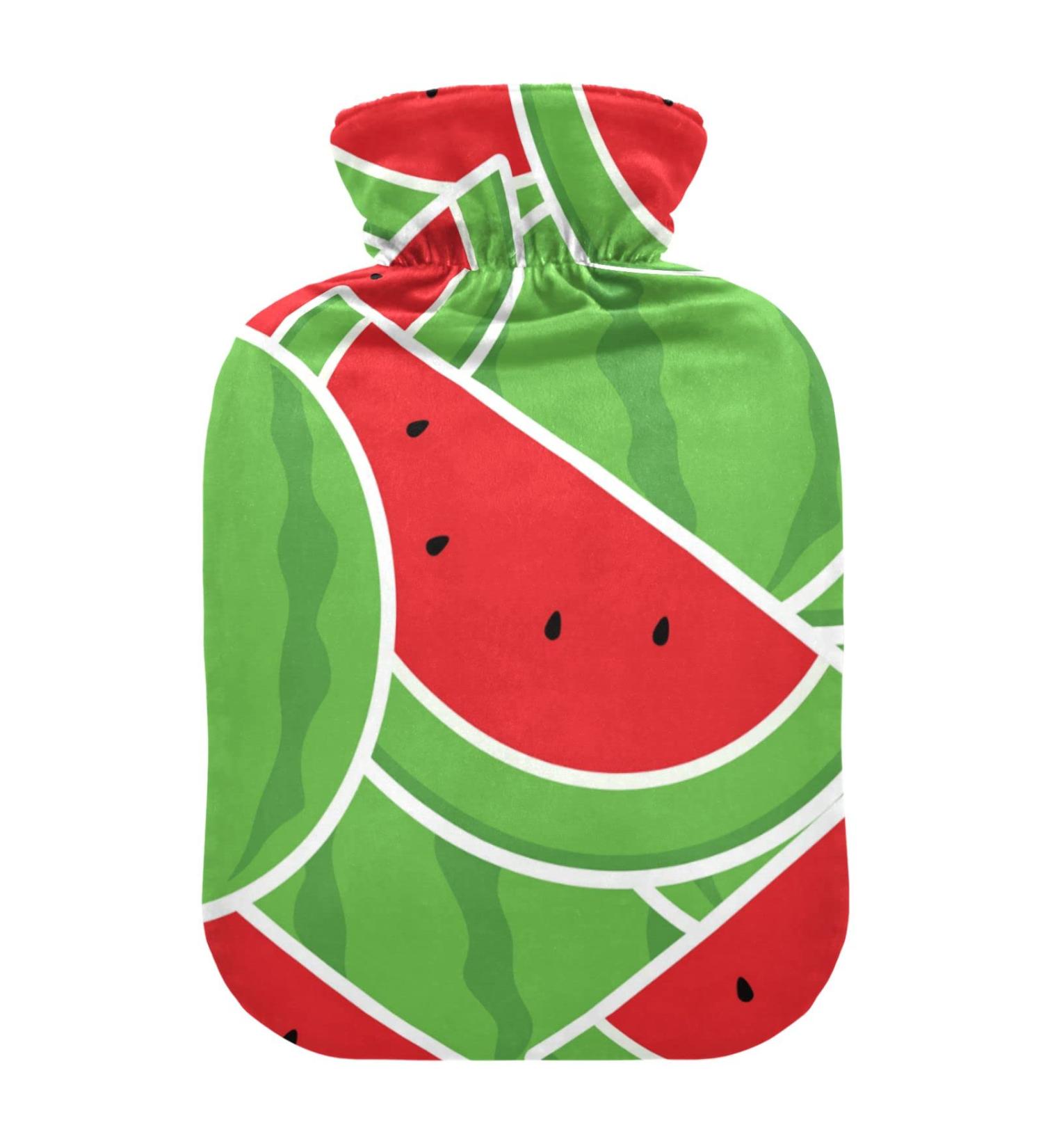 Hot Water Bottles with Cartoon Watermelon Slice Cover | 2L Pain Relief & Warmth for Cramps & Cold Hands/Feet - Buy Online on GoSupps.com