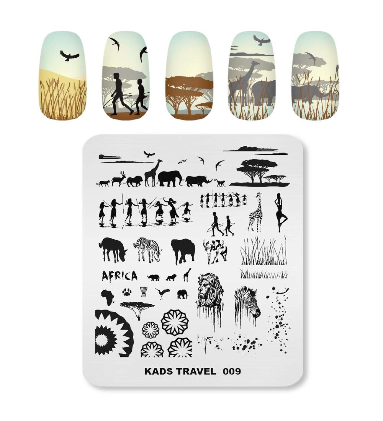 KADS Nail Art Stamping Plates Set Image Template Stencils Elephant Giraffe Lion Pattern with Stamping Plates Holder Case Organizer (TR009) - Buy Online on GoSupps.com