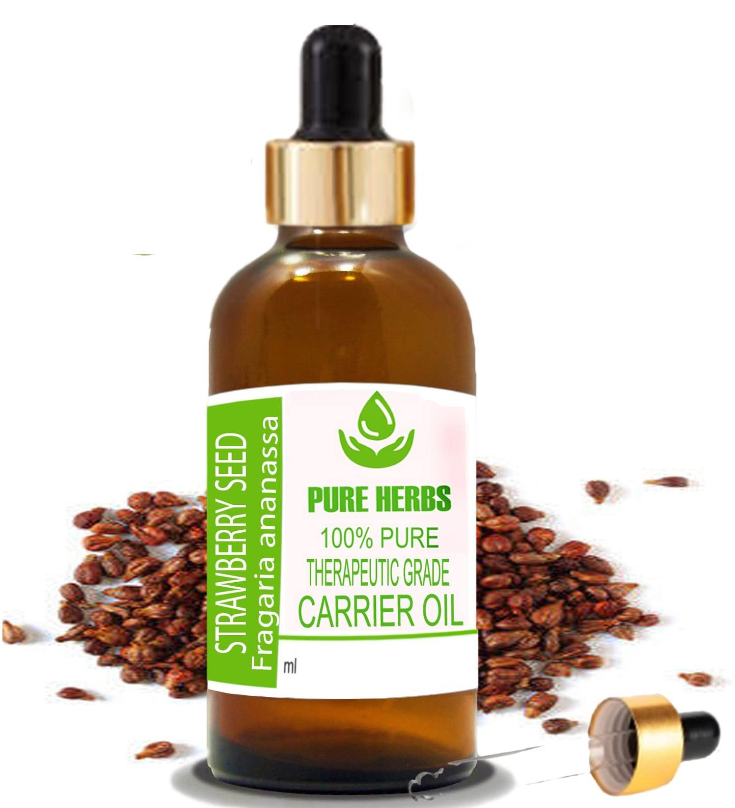 Pure Herbs Strawberry Seed Oil - Natural Carrier Oil with Dropper (15 ml) | Shop Internationally - Buy Online on GoSupps.com