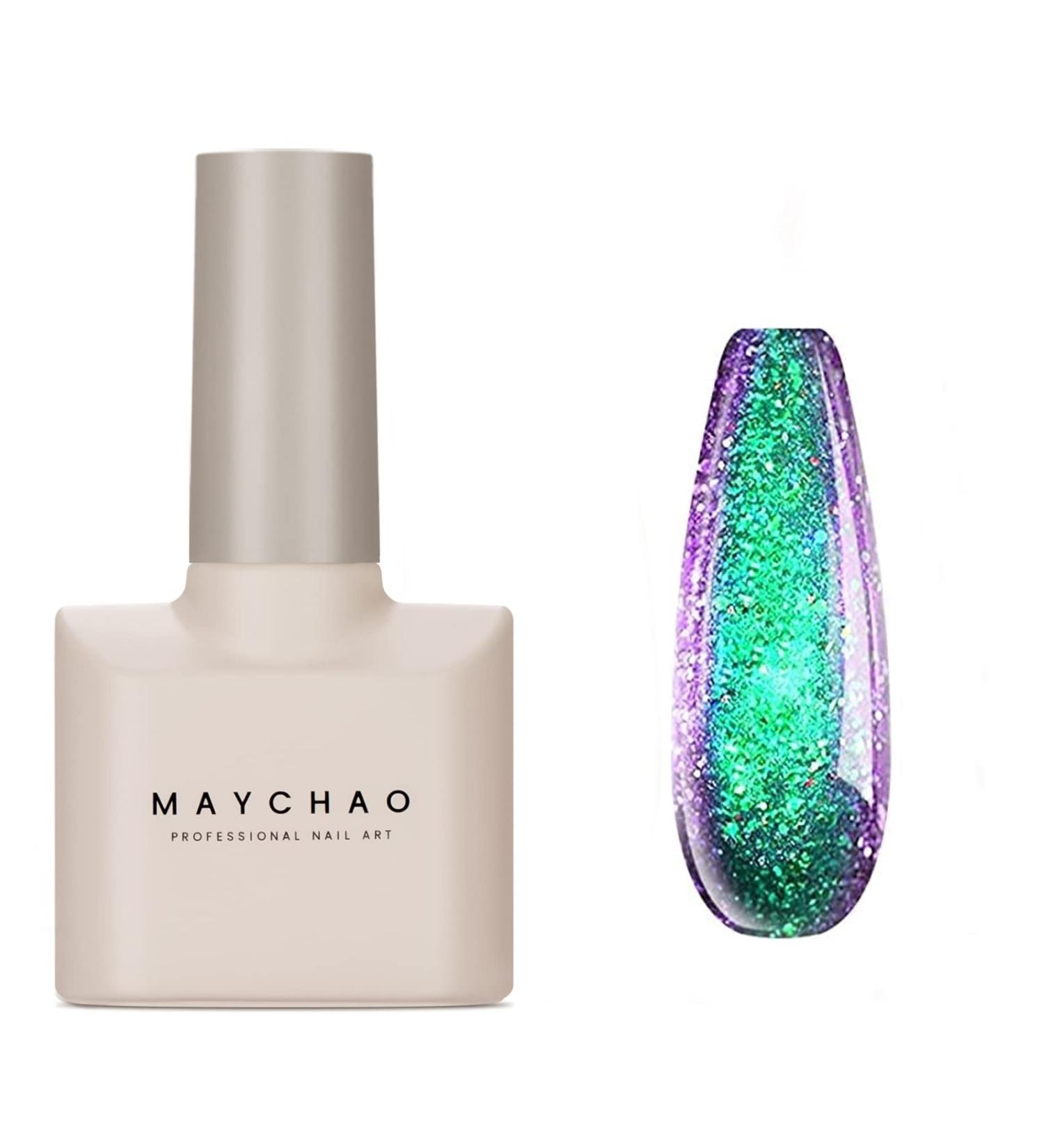 MAYCHAO 15ML Chameleon Gel Nail Polish 1Pc Green to Purple Nail Polish Soak Off UV LED Nail Gel Polish Nail Art Starter Manicure Salon DIY at Home 0.5 OZ