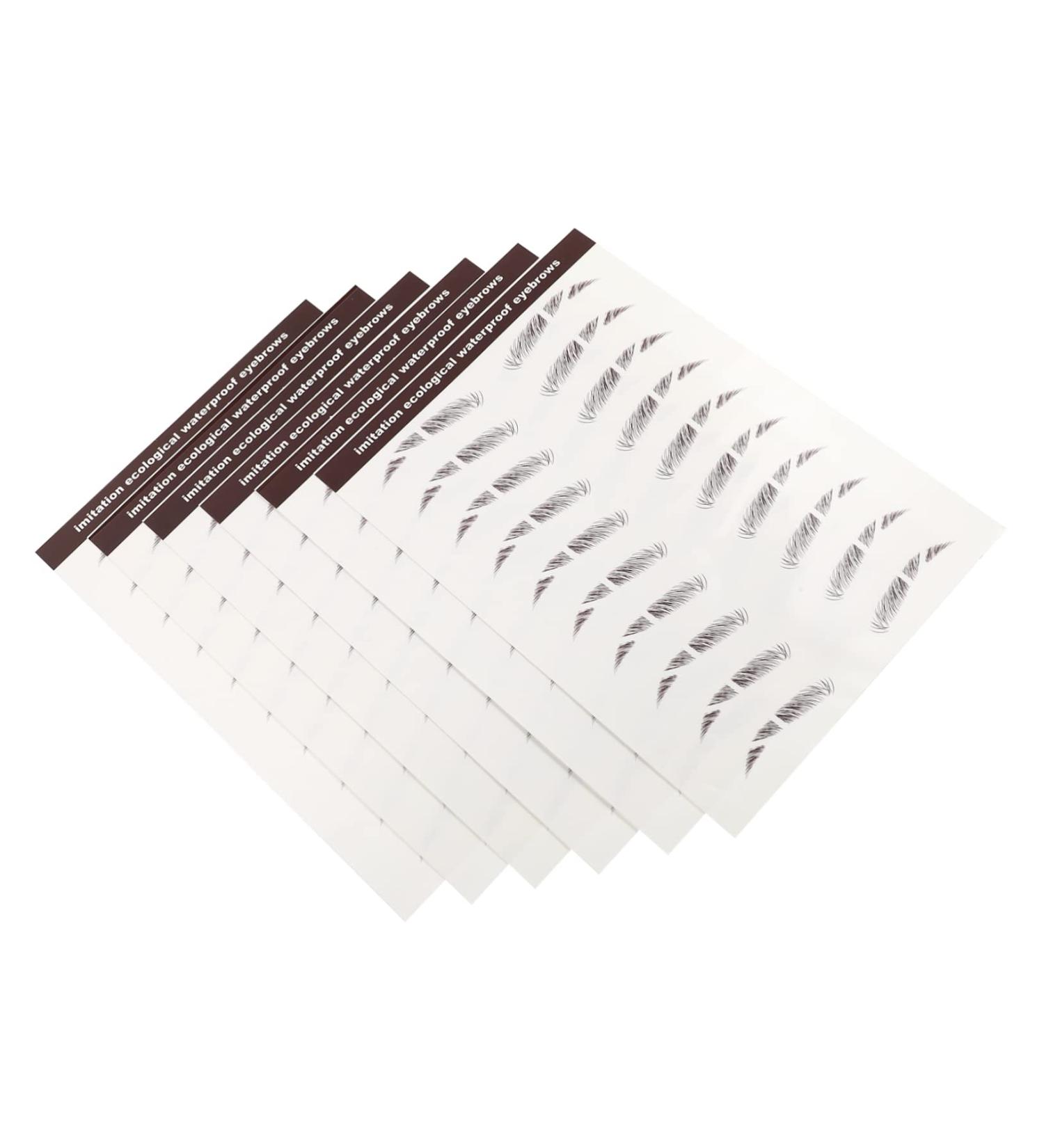 DRESSOOS 6pcs Eyebrow Stickers Brown Sticker False Eyebrows Stickers Brown Eyebrow Tattoos Hair Soy Ink 6X1X0.1CM Brown - Buy Online on GoSupps.com