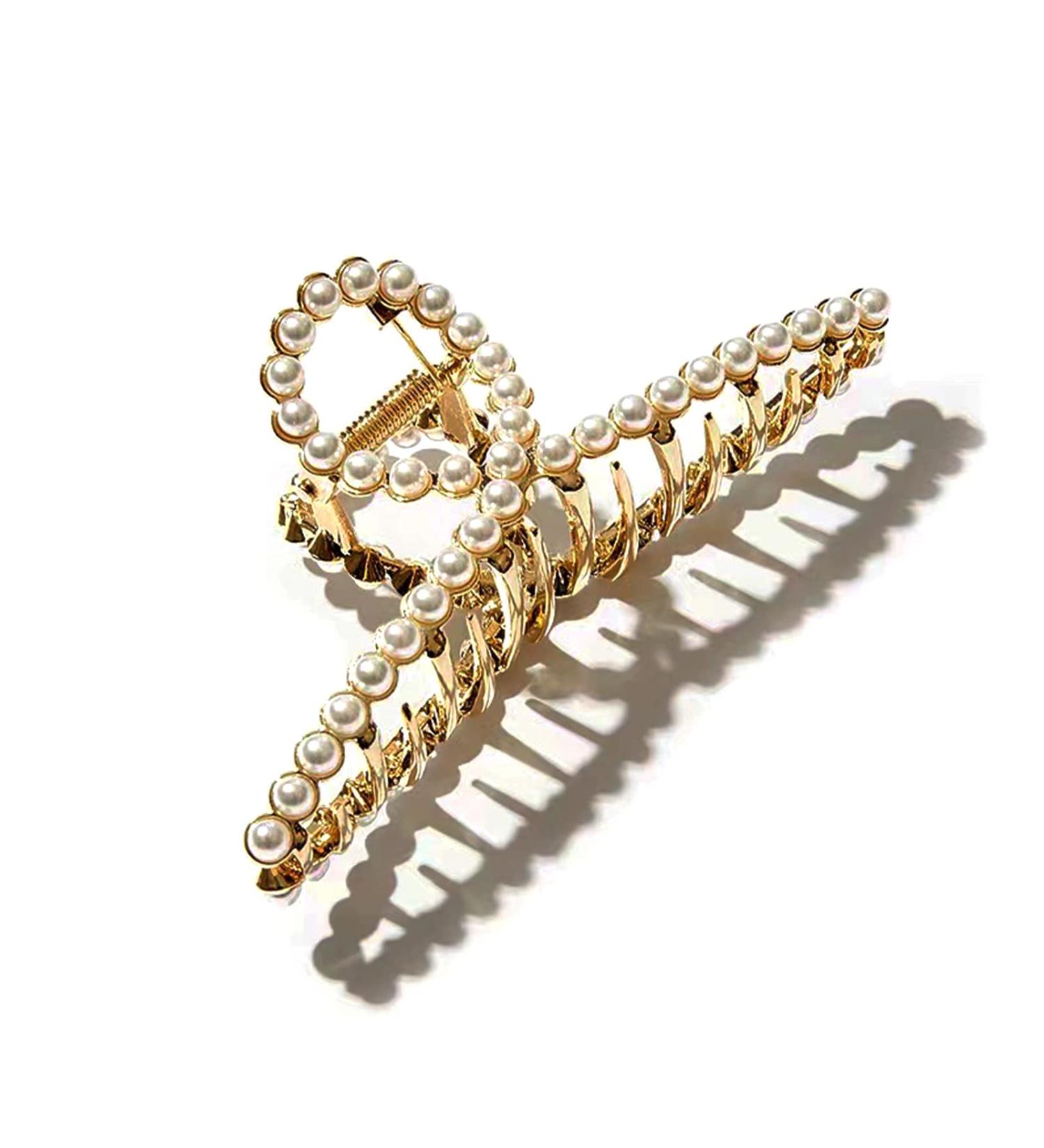 Large Gold Hair Claw Clips for Thick Hair - White Pearl Hair Accessories for Women - Buy Online on GoSupps.com
