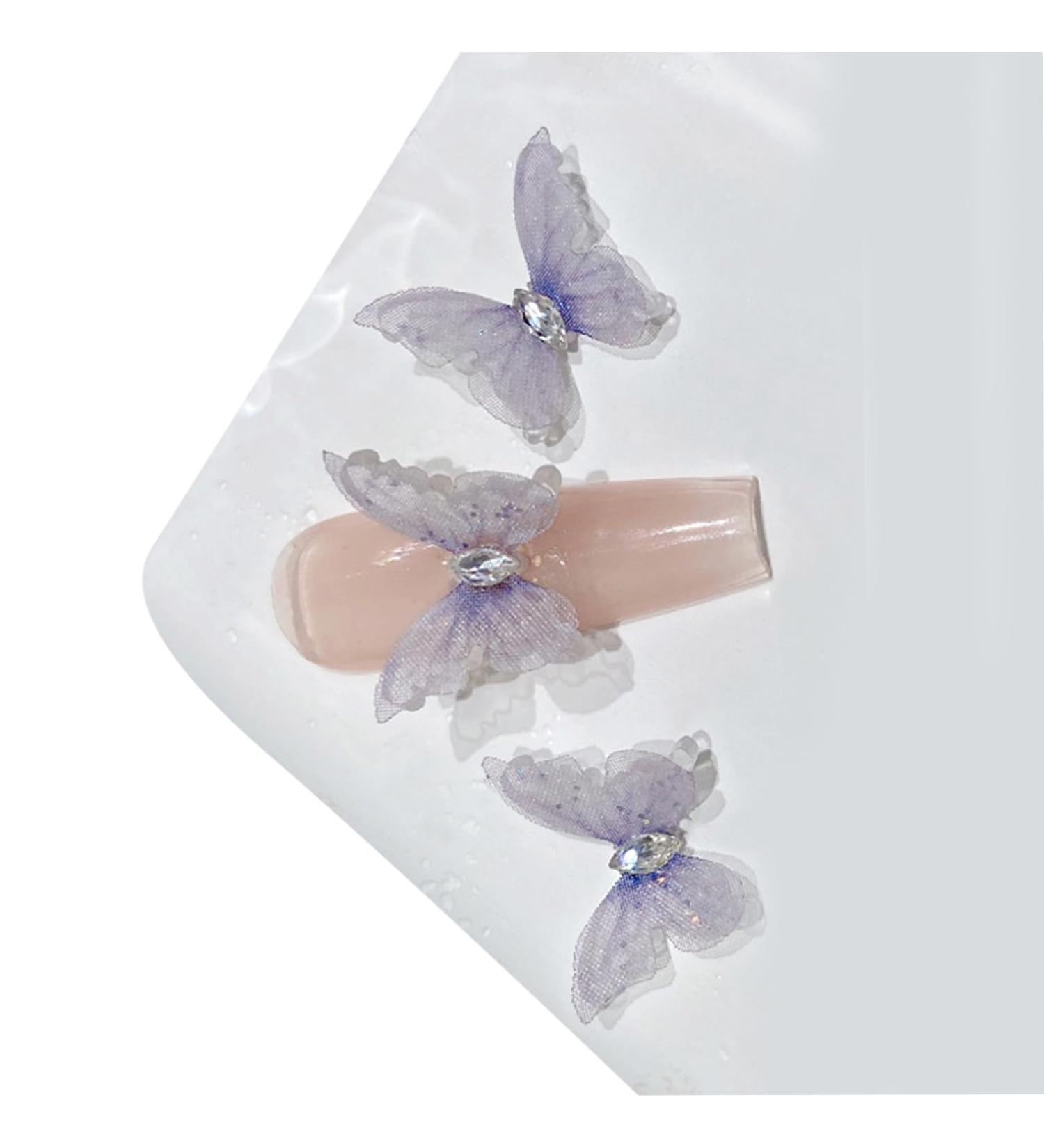 3PCS 3D Small Butterfly Nail Nail Decor DIY Embellishments Nails Art Decoration Suitable For Various Crafts & Silver Nail H1454 - Buy Online on GoSupps.com