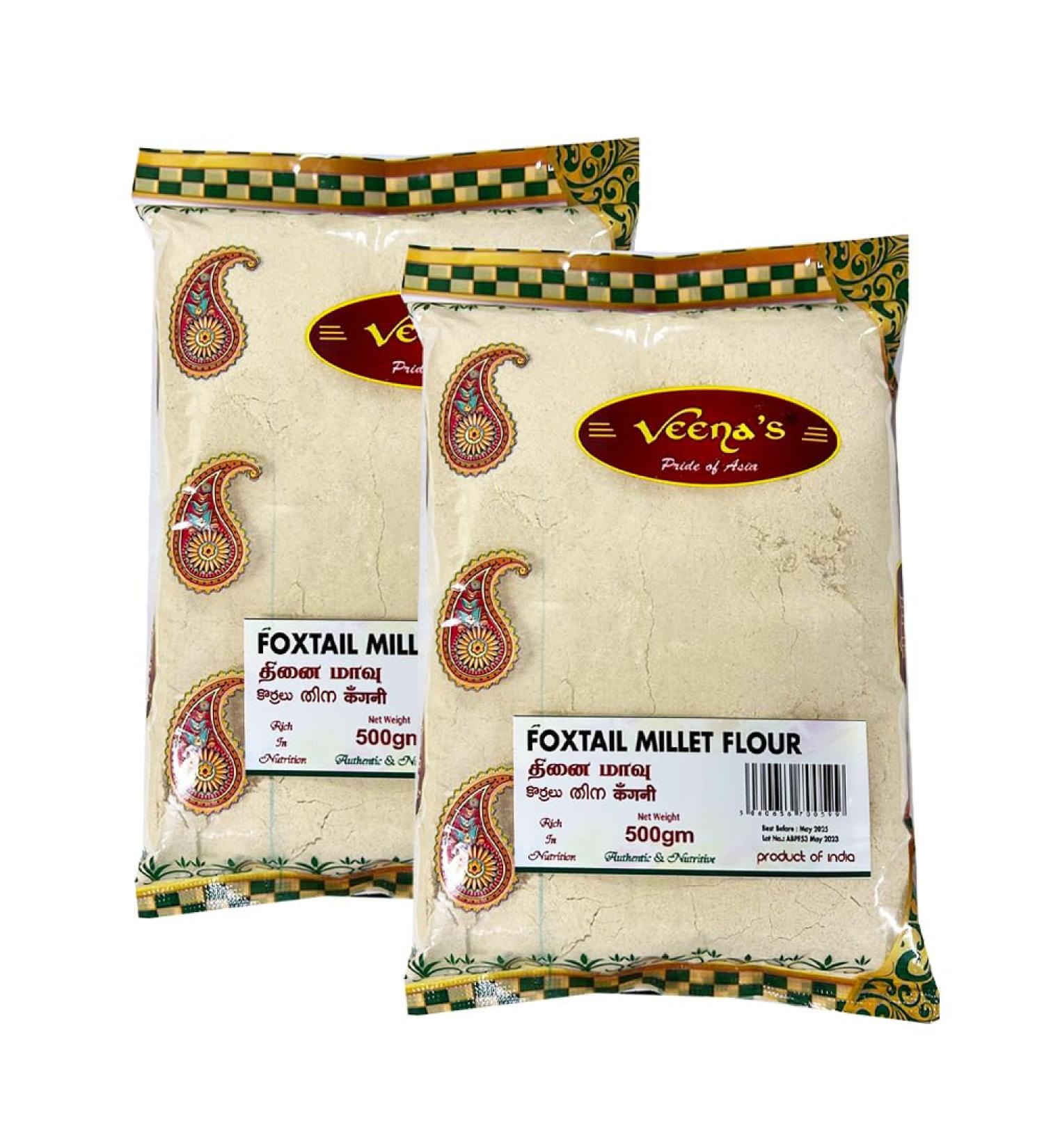 Veena's Foxtail Millet Flour | Thinai Mavu | Millet Flour | Authentic & Nutritive | Rich in Nutrition | High protein & Fibre | Healthy Millet | 500g (Pack of 2) - Buy Online on GoSupps.com