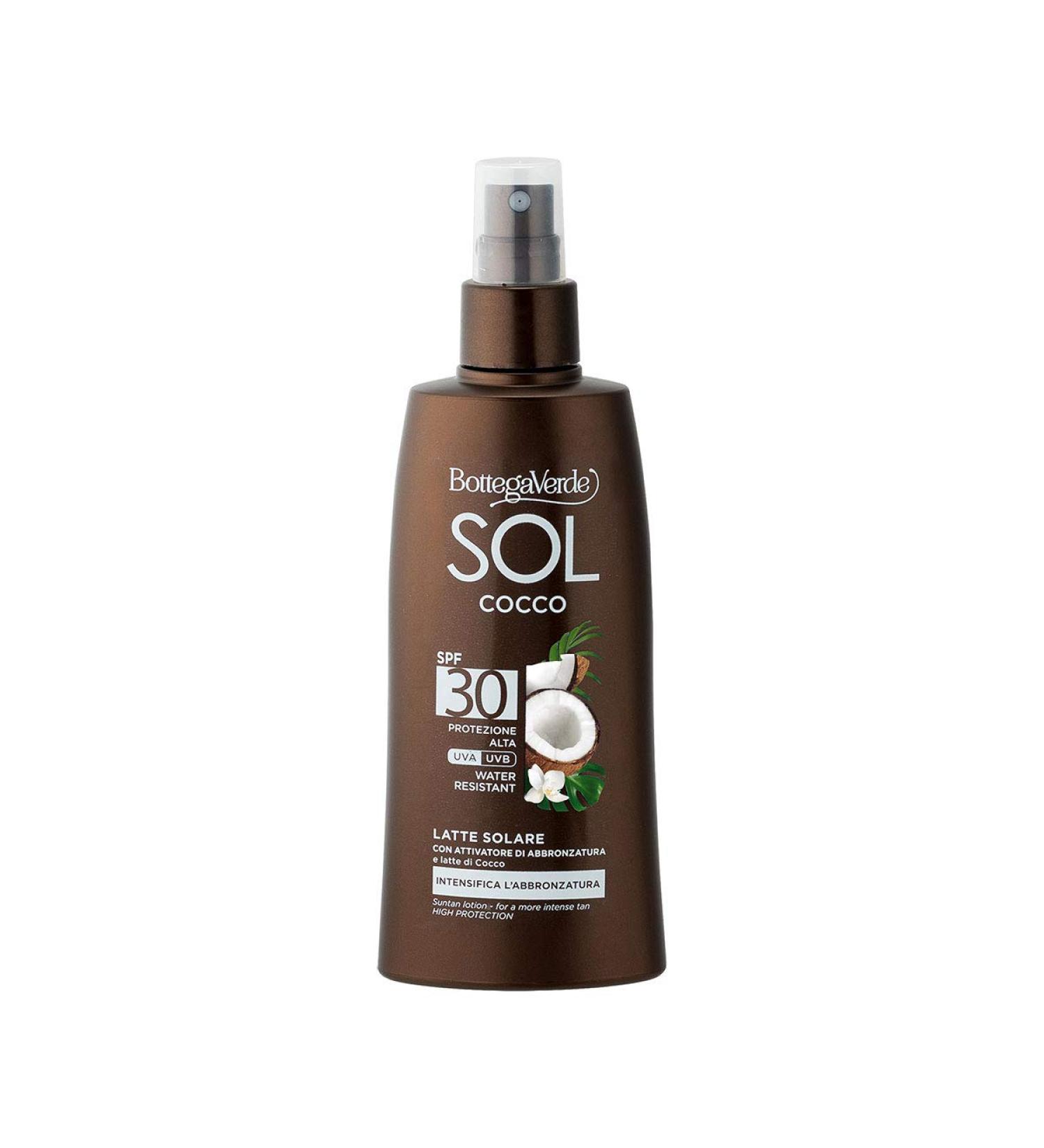 Bottega Verde Sol Coco sun milk - browning intensive - with browning activator and coconut milk (200 ml) - water -resistant high protection SPF 30