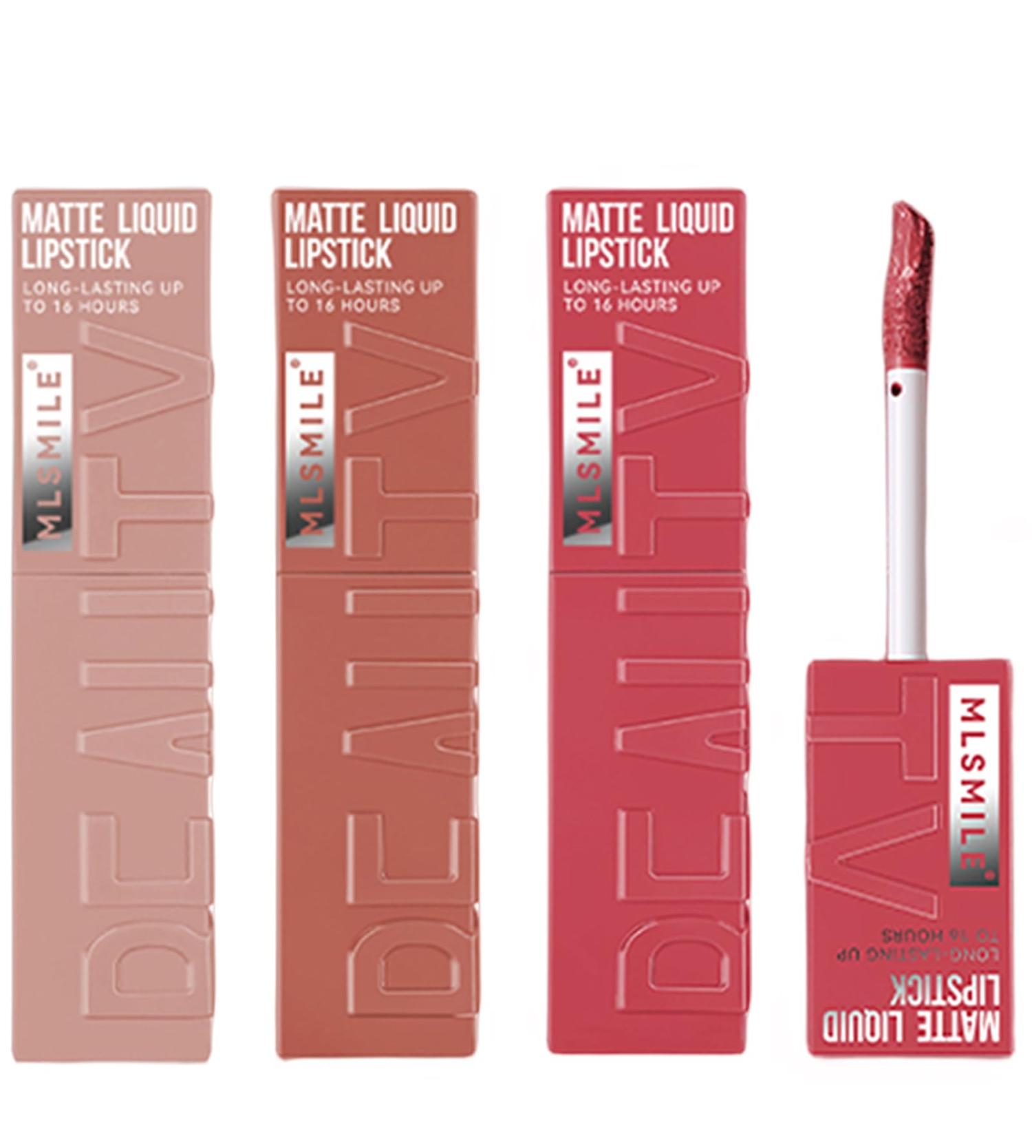 Buy 3 Colors Matte Liquid Lipstick Set - Waterproof Long-Lasting Velvet Smooth Nude Lip Gloss - Gift Box Included - Perfect for All Skin Tones - Buy Online on GoSupps.com