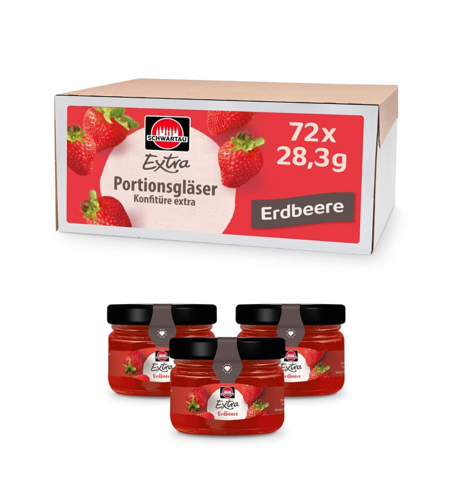 Schwartau Extra Strawberry Jam Portion Jars - 72 x 28.3g | International Shipping Available - Buy Online on GoSupps.com