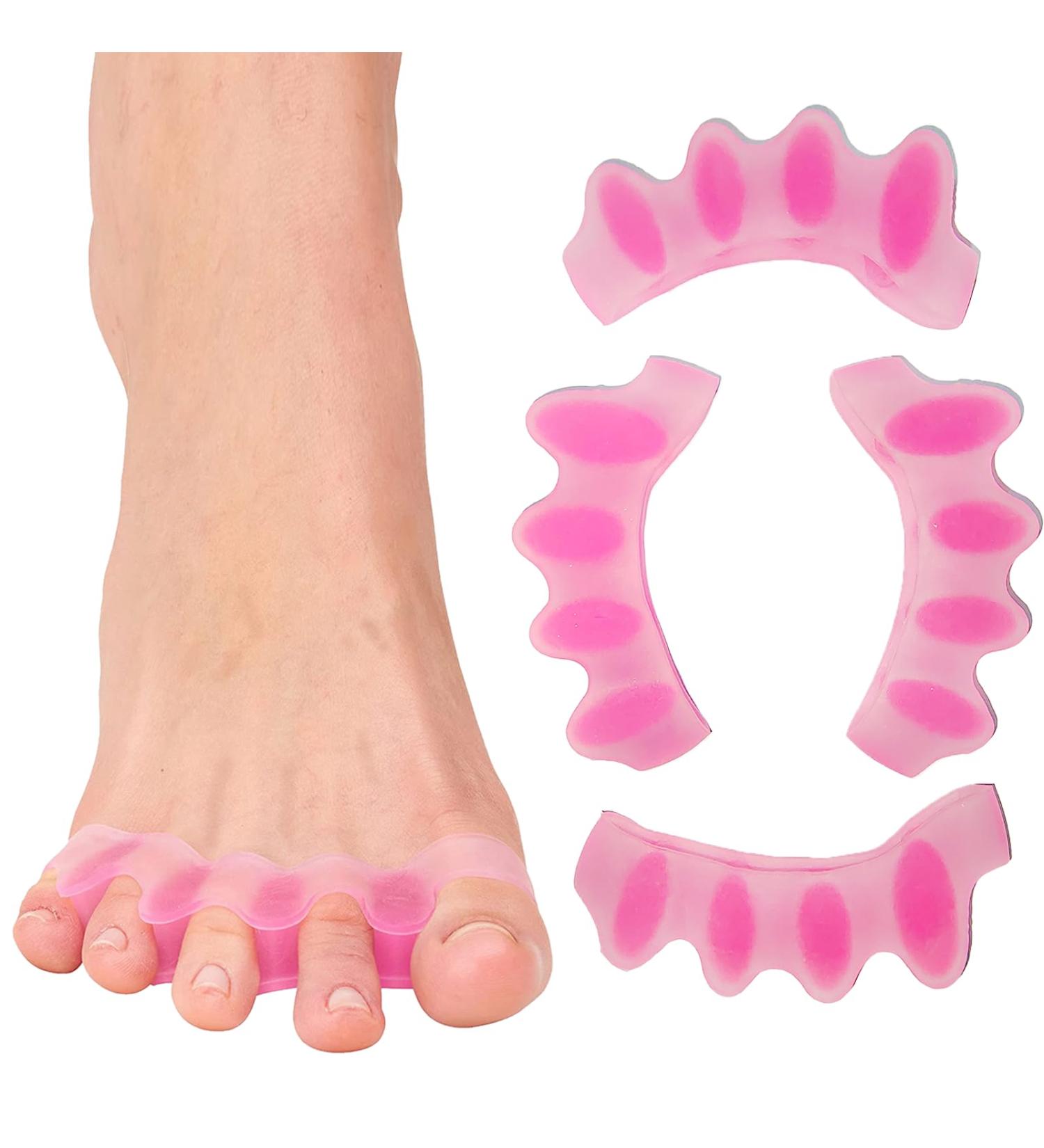 Gel Toe Spacers (2 Pair) - Bunion Corrector for Women Men - Toe Separator & Straightener - Pink - Buy Online on GoSupps.com