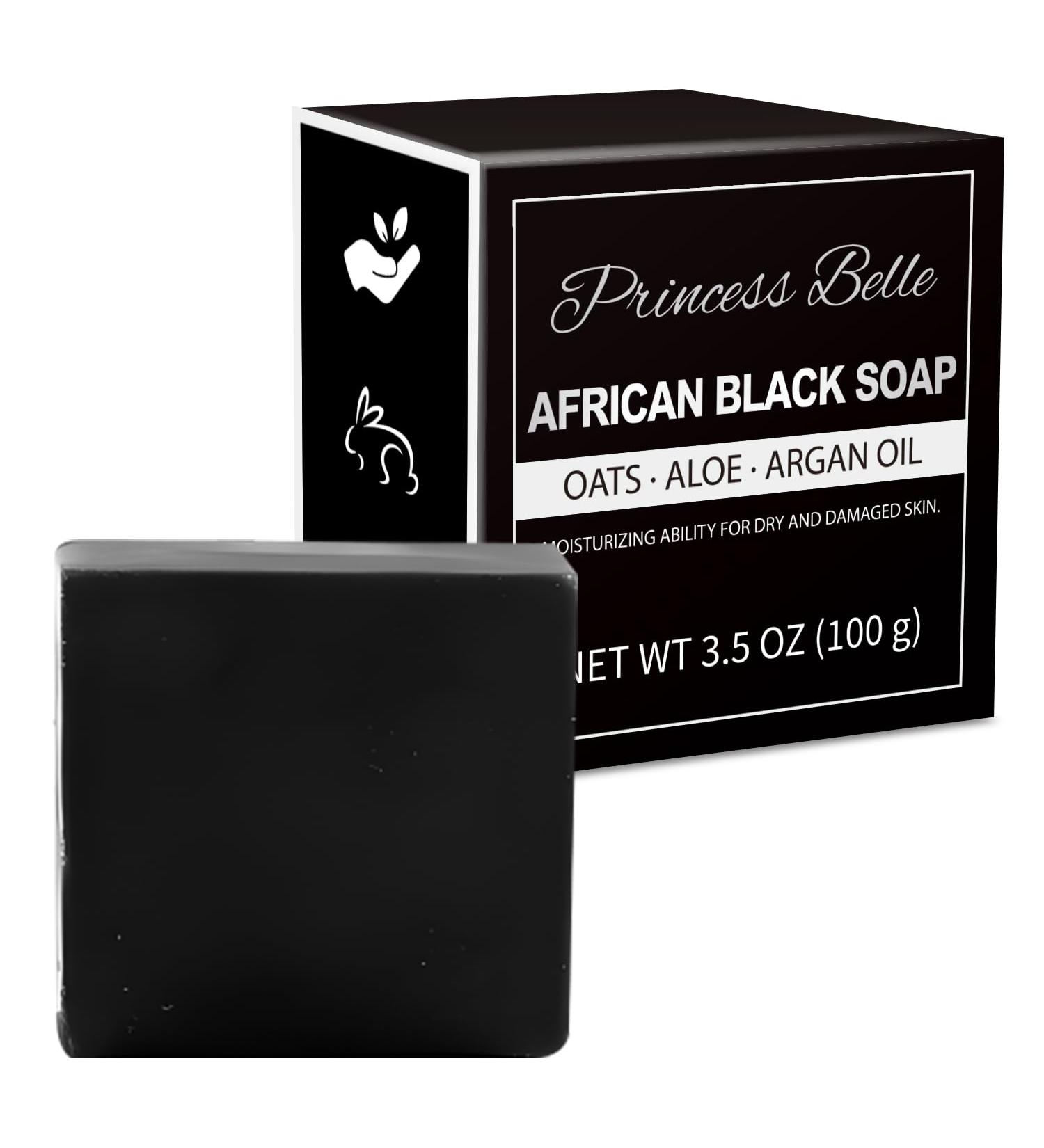 Princess Belle African Black Soap Bar - Moisturizing Black African Soap for All Skin Types | Shop Internationally - Buy Online on GoSupps.com
