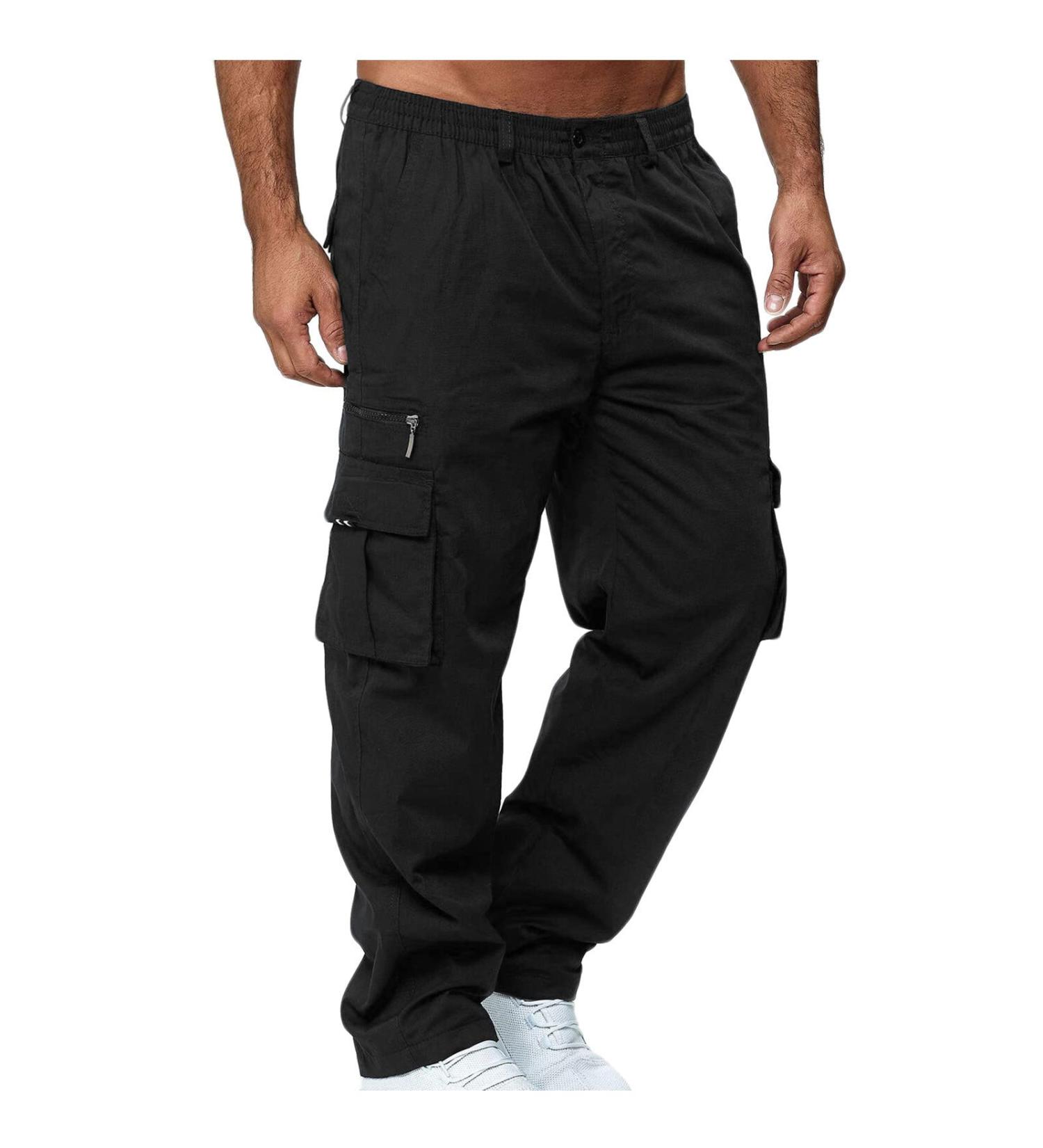 Lcepcy Baggy Cargo Pants Men Y2K Streetwear Elastic Waistband Joggers Black 3X-Large - Buy Online on GoSupps.com