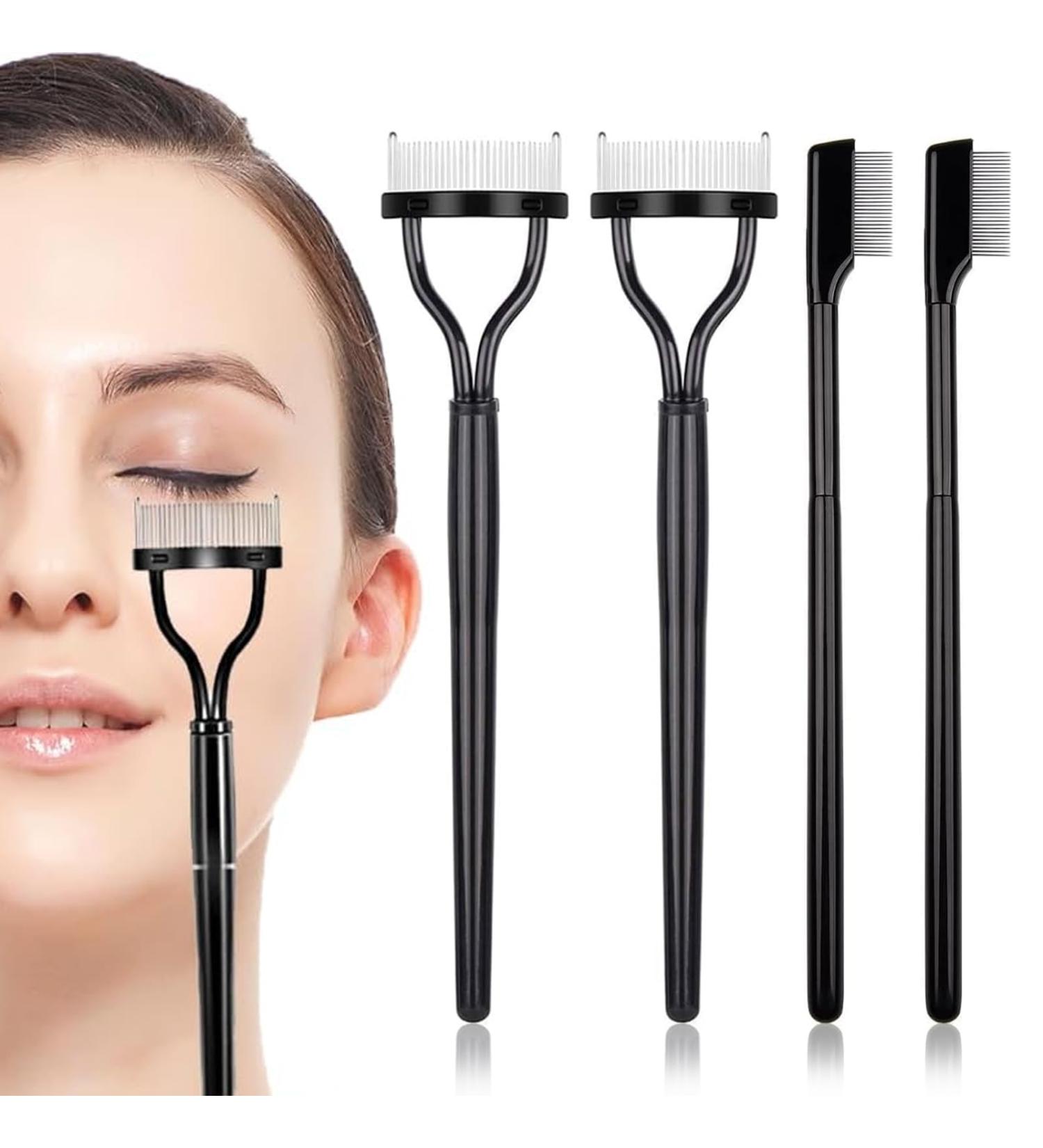 4 Pcs Eyelash Comb & Separator Set with Cover | Eyebrow Brush | Cosmetic Tool for Women's Makeup - Buy Online on GoSupps.com