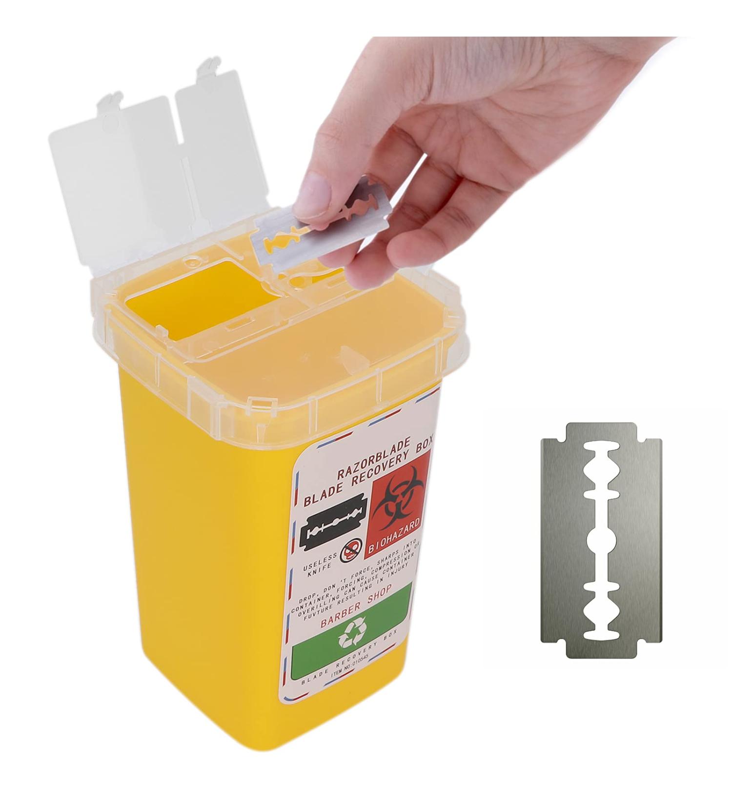 Storage Socket for Old Razor Blades | Portable Sharp Object Container | Yellow Razor Blade Disposal Bank - Buy Online on GoSupps.com