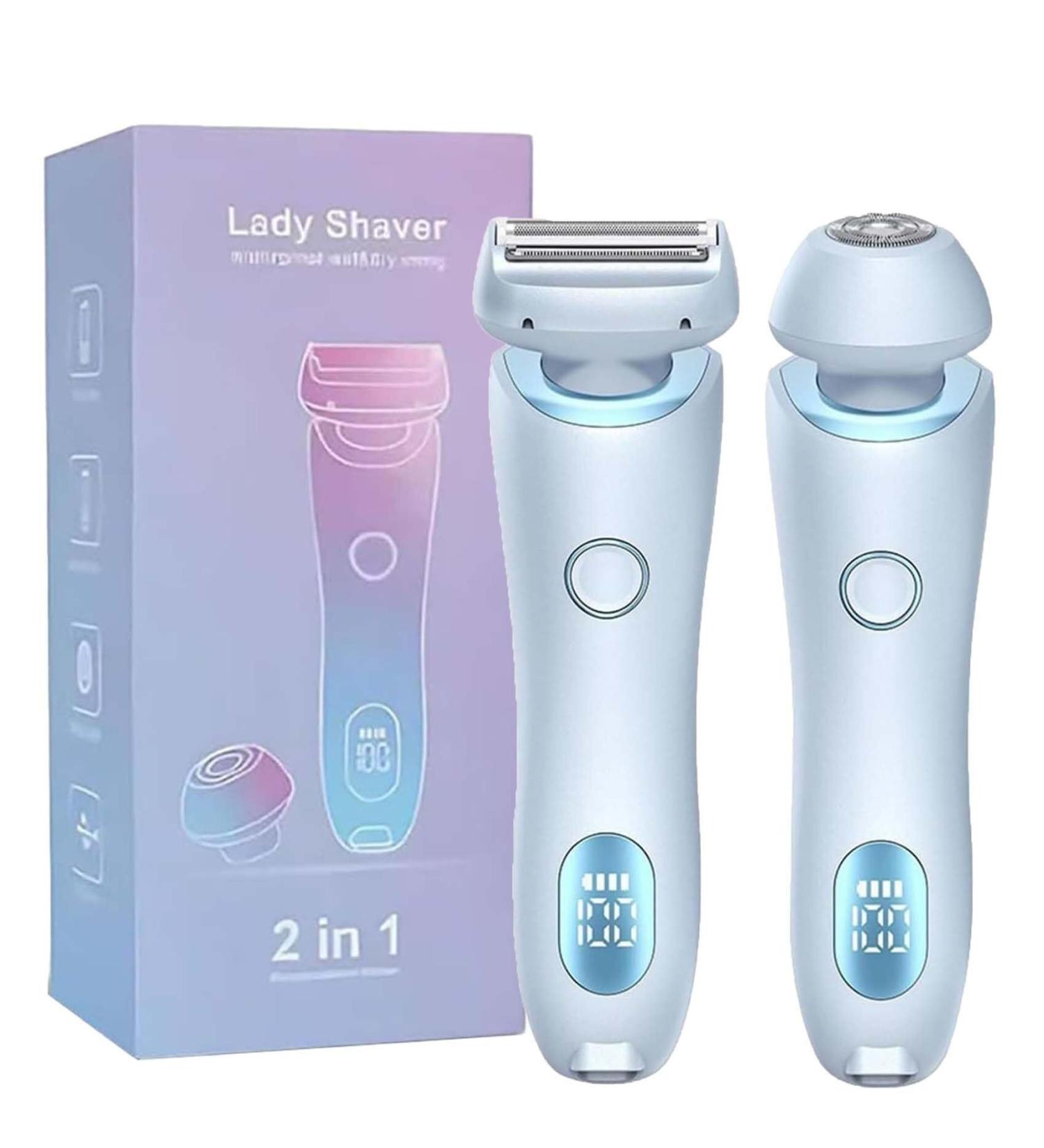 2 in 1 Electric Shaver for Women - Waterproof Wet Dry Razor for Private Area | Pink & Blue - Buy Online on GoSupps.com