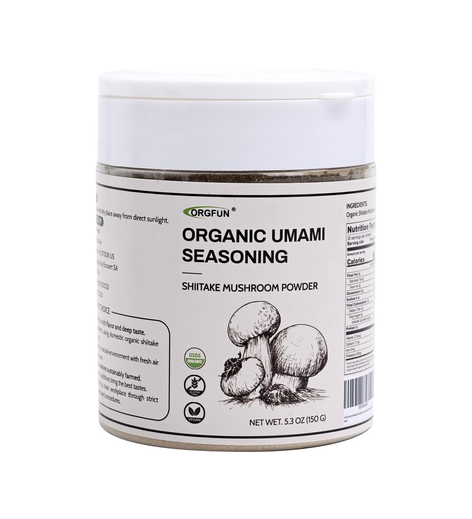 ORGFUN Organic Shiitake Mushroom Powder - Natural Umami Seasoning for Cooking 5.3 Oz - Buy Online on GoSupps.com