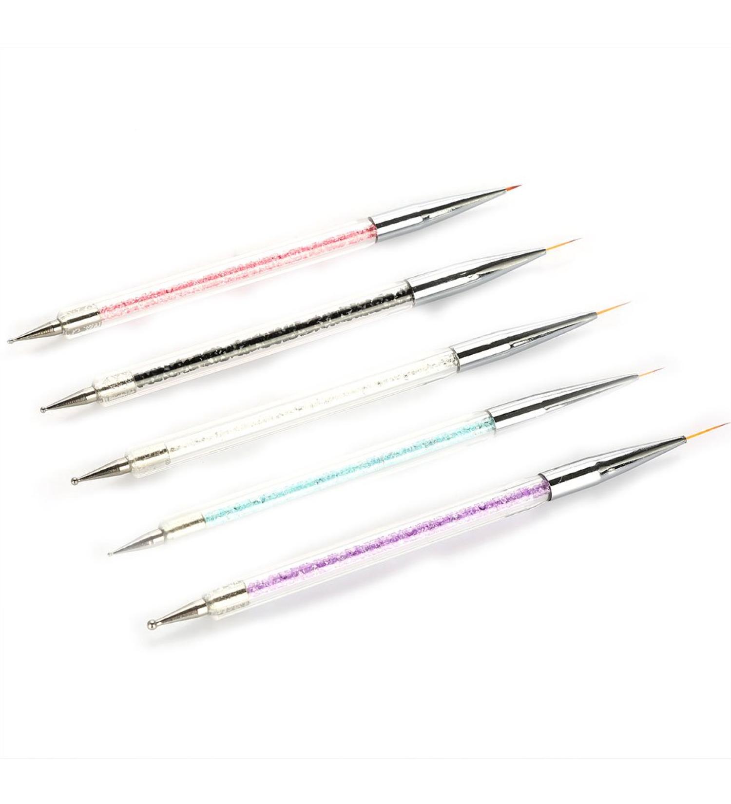 Pack of 5 Nail Dotting Tools Set Crystal Rhinestones Manicure Painting Pen Nail Art Kit 5 Colors - Buy Online on GoSupps.com