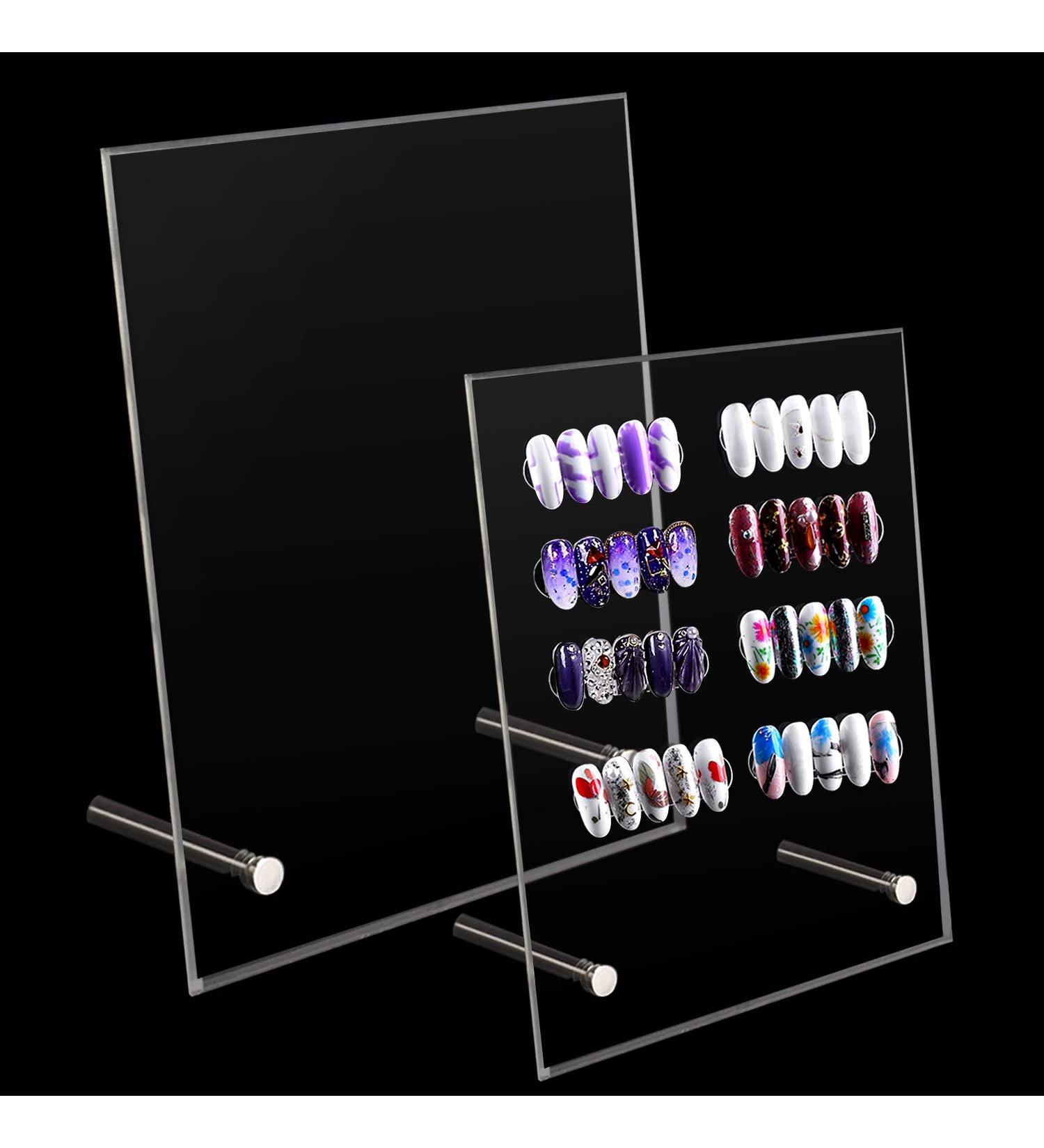 Noverlife 2PCS Transparent Nail Art Display Board | Acrylic False Nail Tips Sample Display | Nail Art Design Polish Board for Professional Salon Practice - Large & Small - Buy Online on GoSupps.com